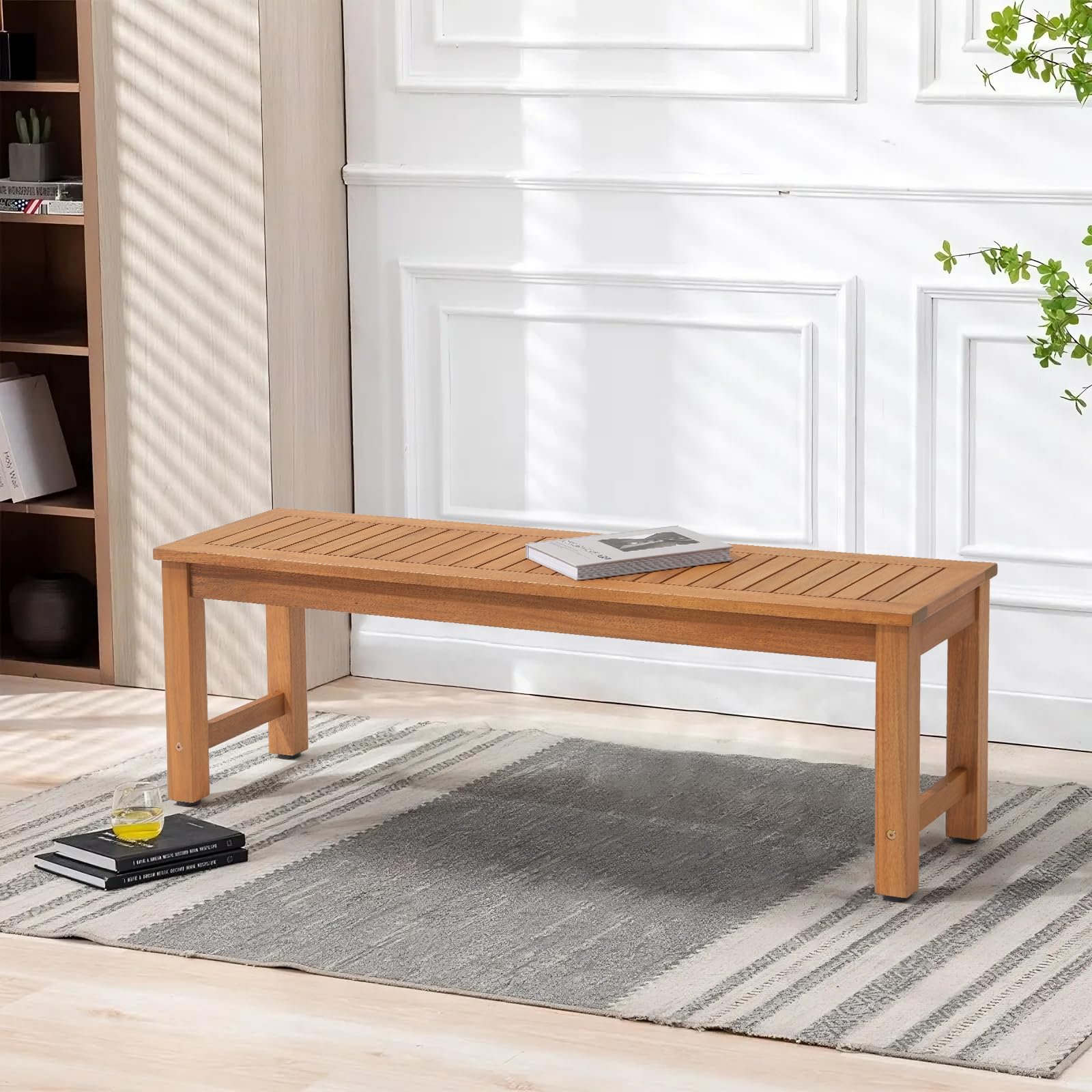 51" Acacia Wood Outdoor Bench