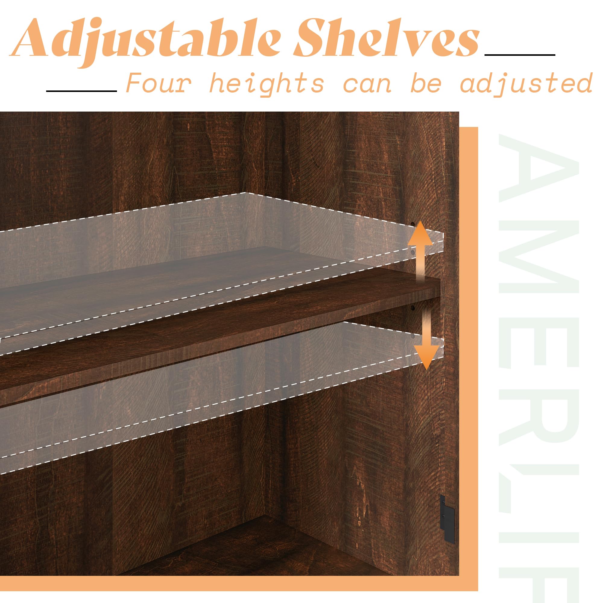 63" Farmhouse Buffet Sideboard Cabinet with Glass Door