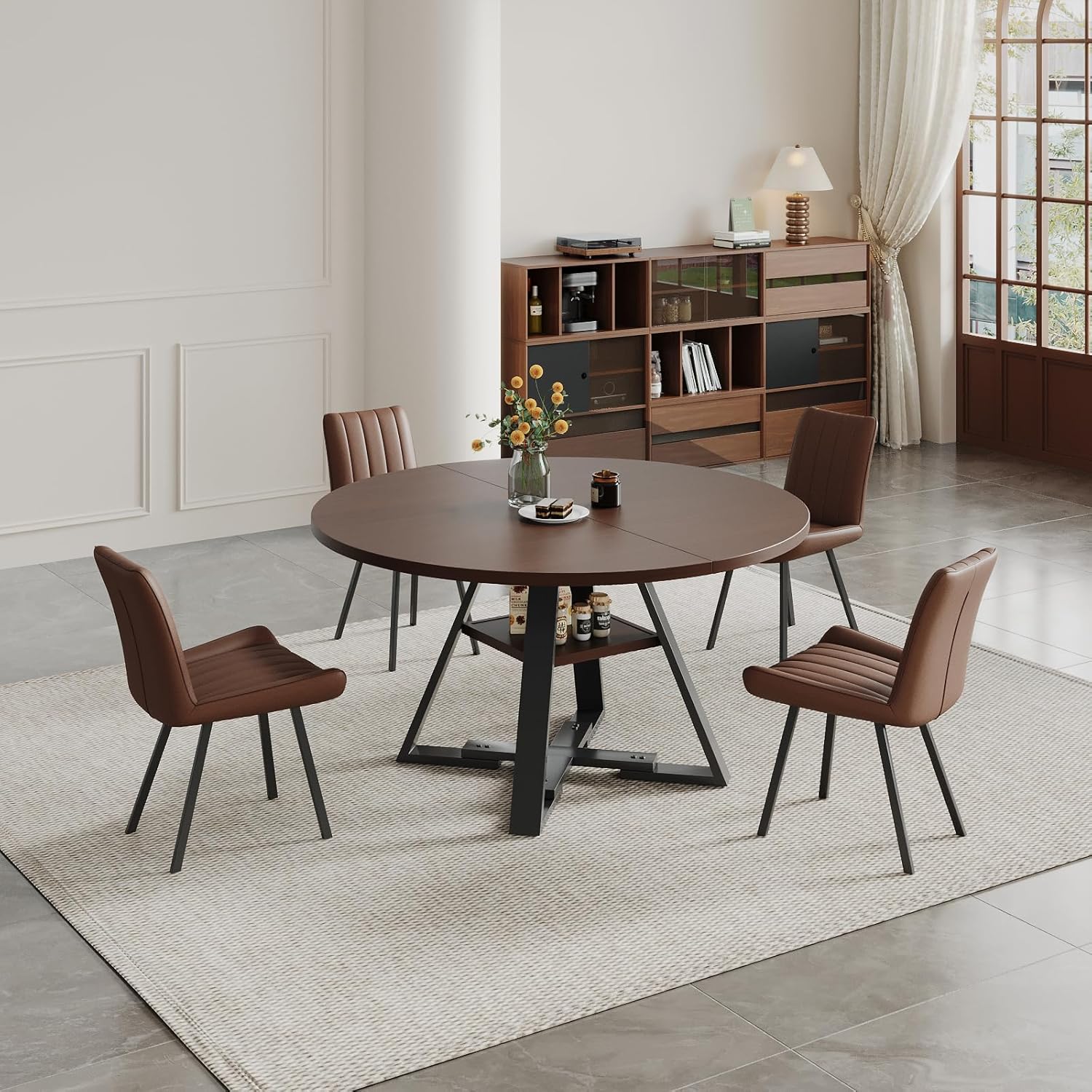 Round Dining Table Set for 4 with Chairs
