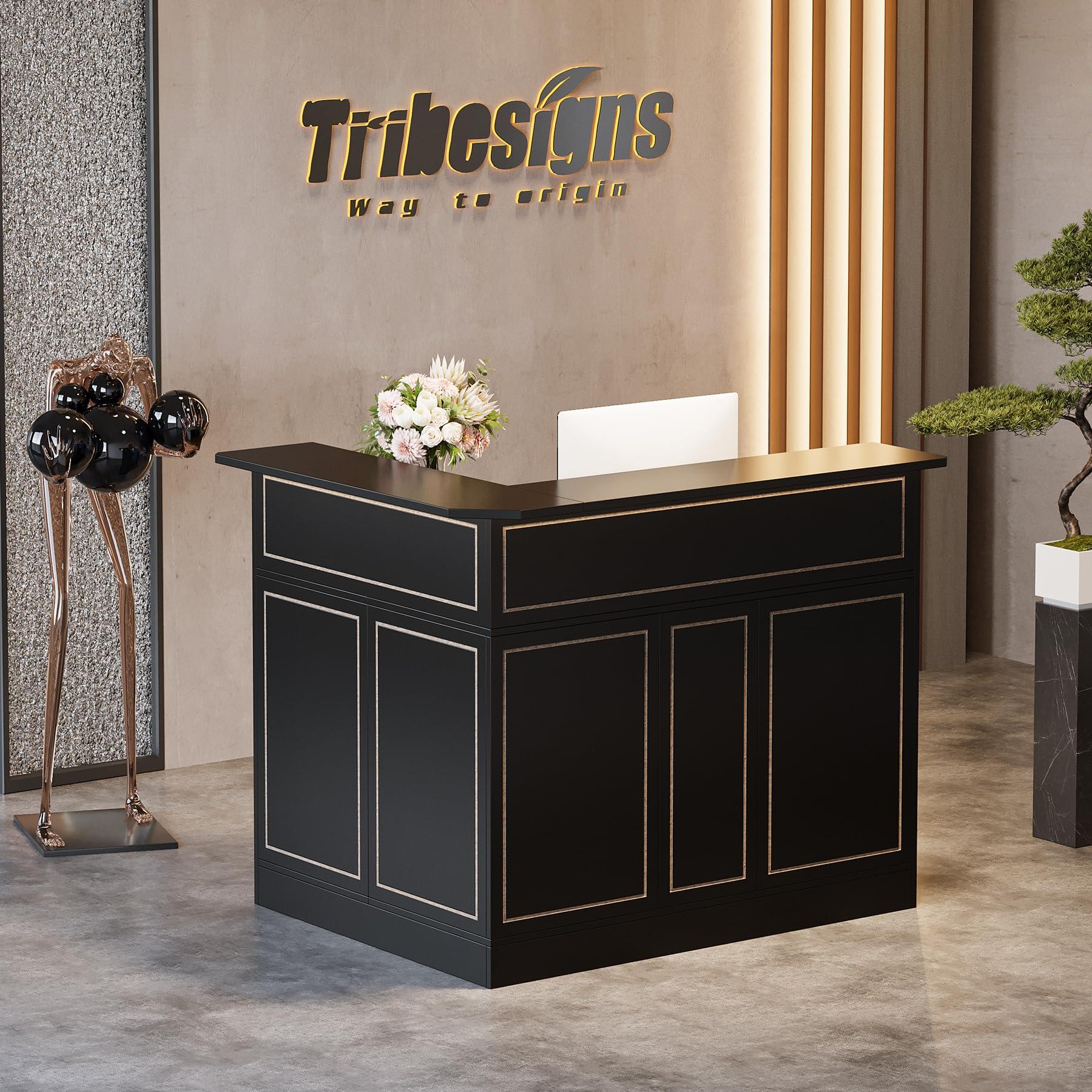 L-Shaped Bar Cabinet with Stemware Racks