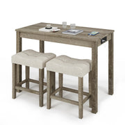3-Piece Counter Height Bar Table Set with USB Charging