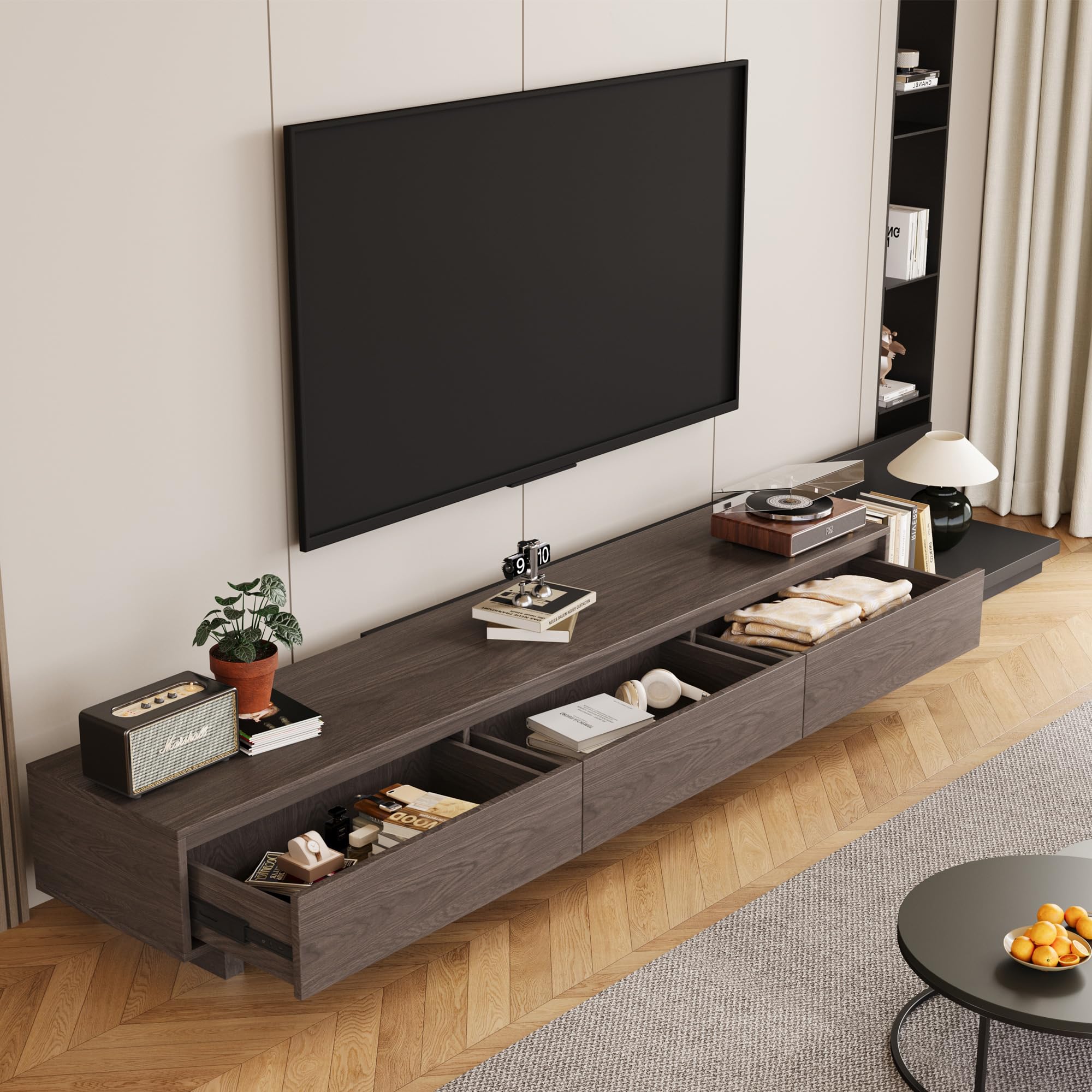Extendable TV Stand with 3 Drawers
