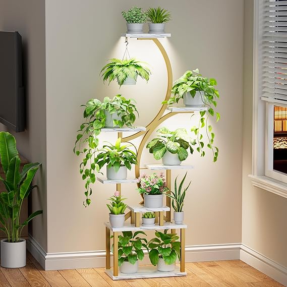 8-Tier S-Shaped Plant Stand with Grow Lights