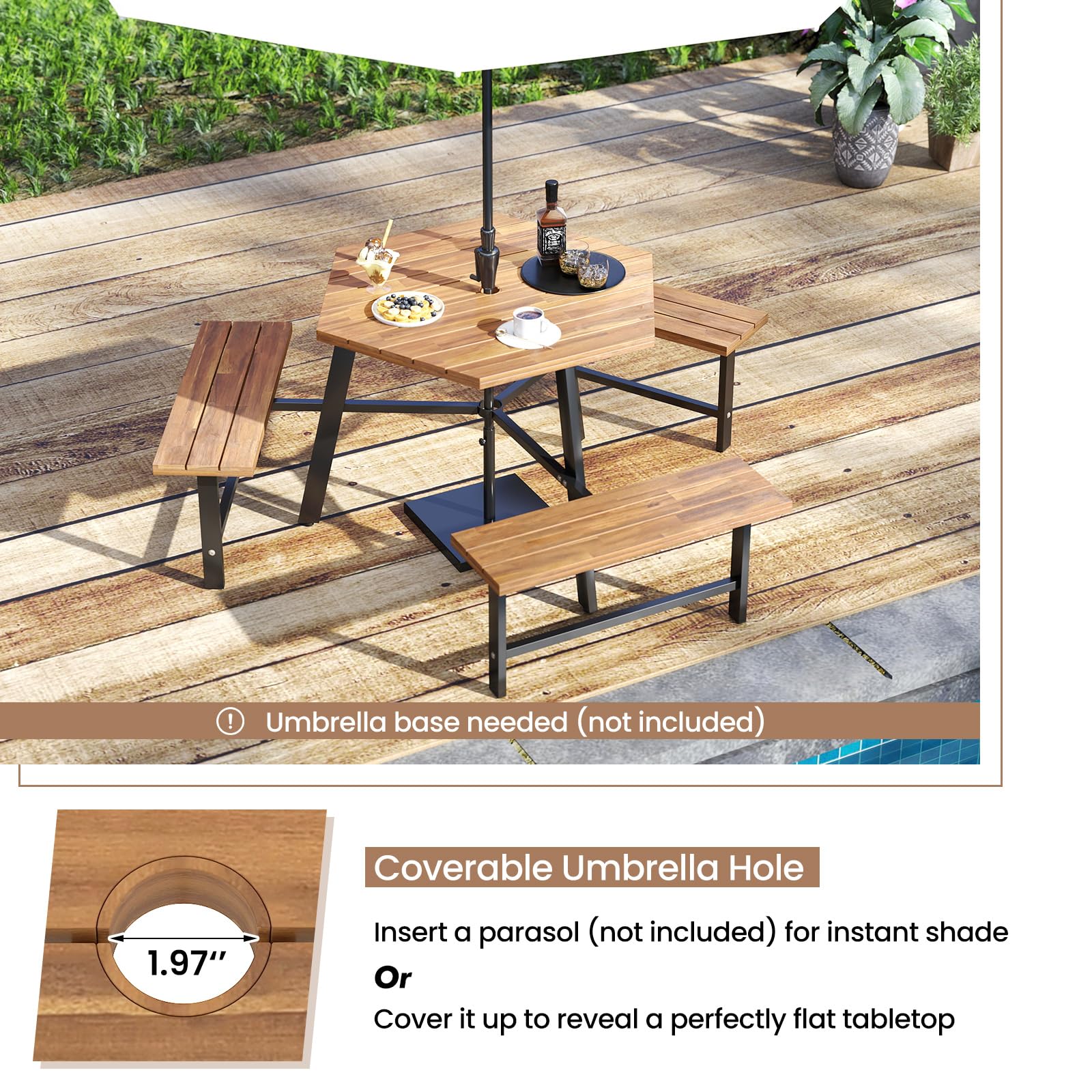 Hexagonal Picnic Table with Benches