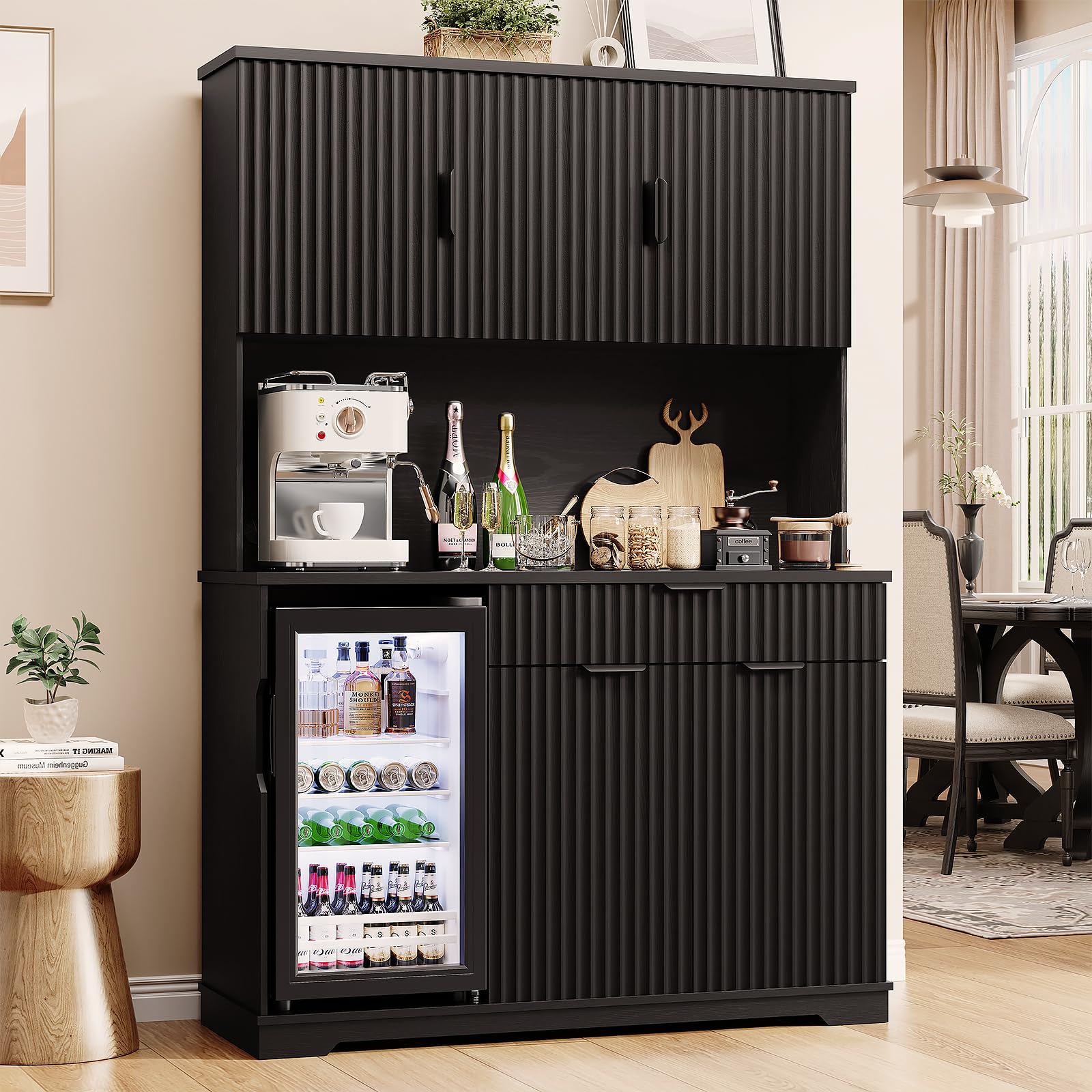 Kitchen Pantry Cabinet with Wine Fridge