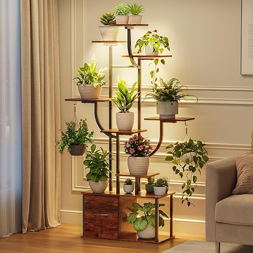 12 Tier Plant Stand with LED Grow Lights