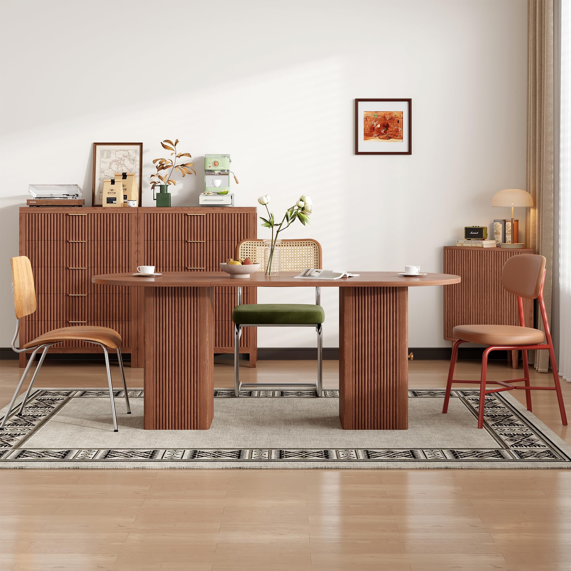70.87 Inch Round Dining Table with Storage Shelf