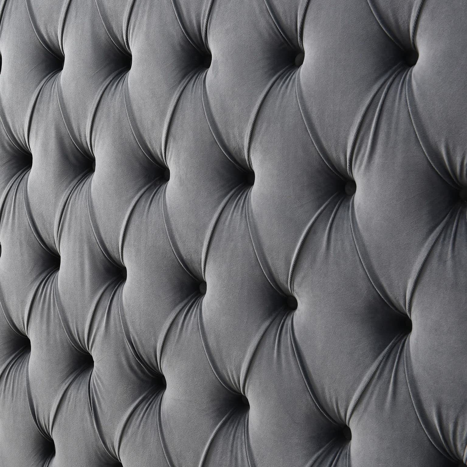 Upholstered Round Storage Bed Grey Velvet Queen