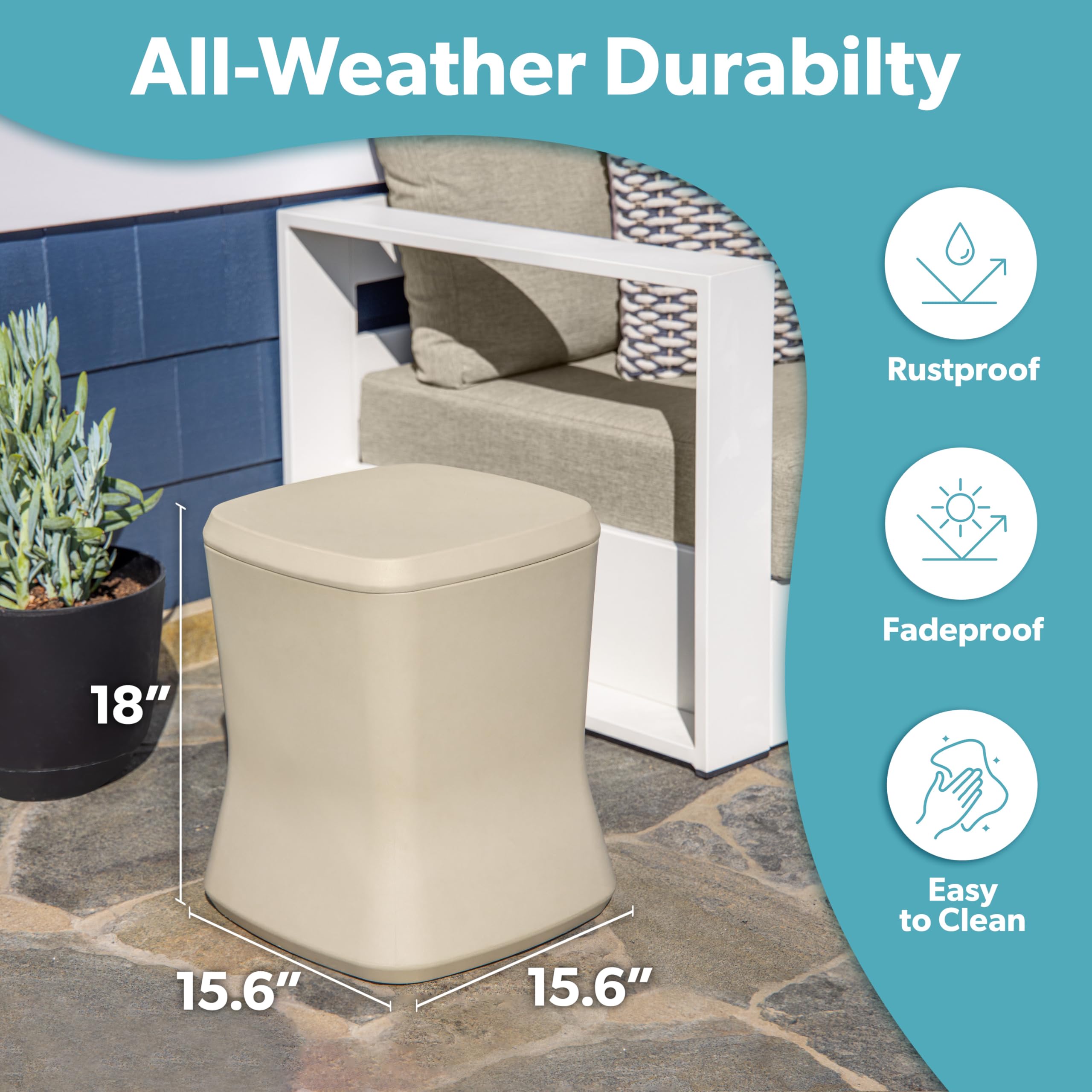 Outdoor Side Table Cooler 25 Quart