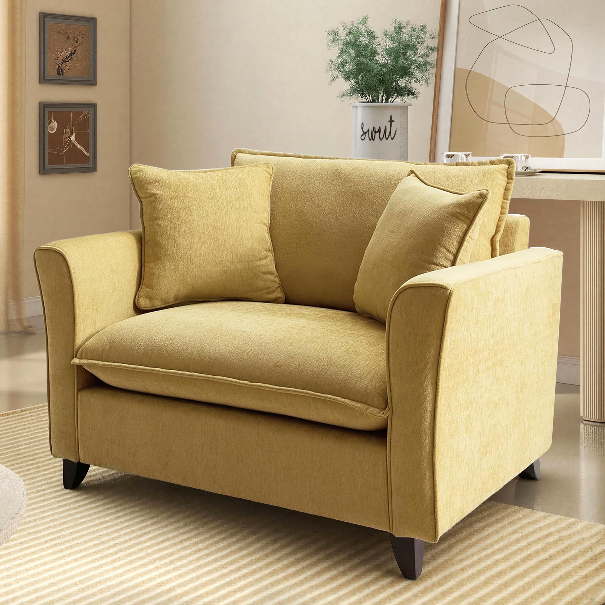 Chenille Upholstered Accent Chair with Removable Cover