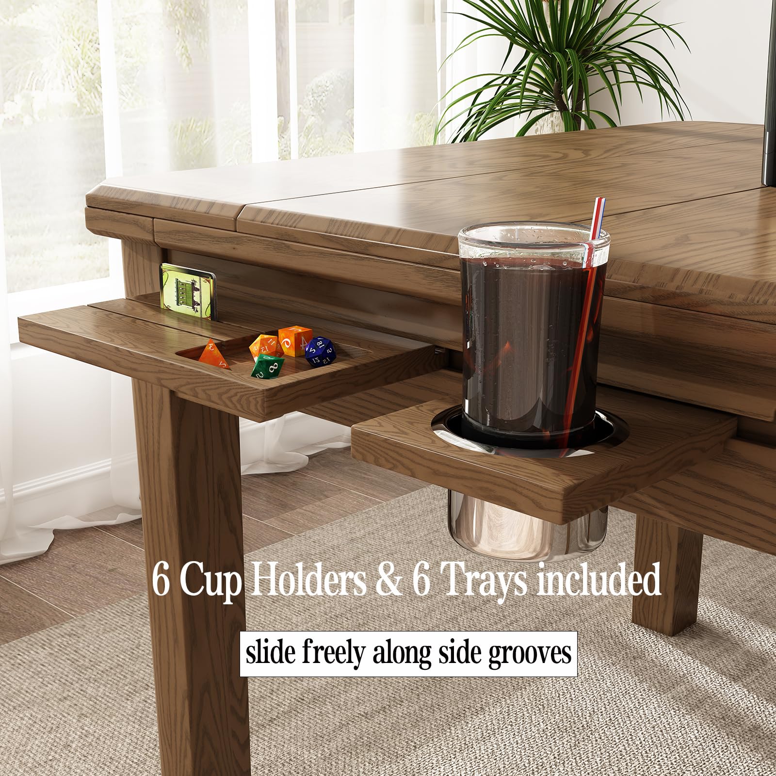 6-Player Board Game Table with Removable Top