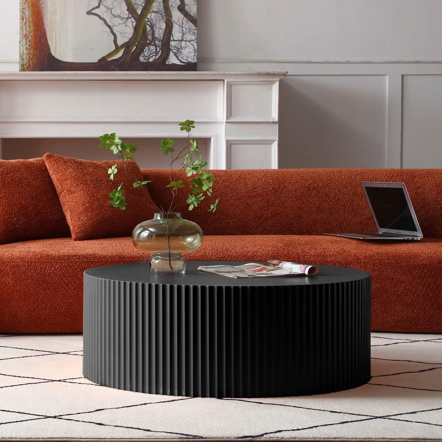 Black Round Drum Coffee Table