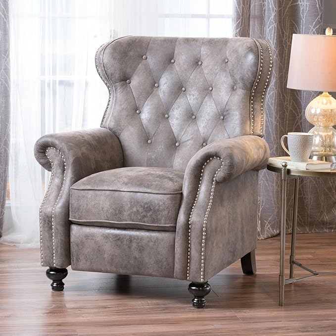 Purple Pushback Recliner Chair with Wingback Design