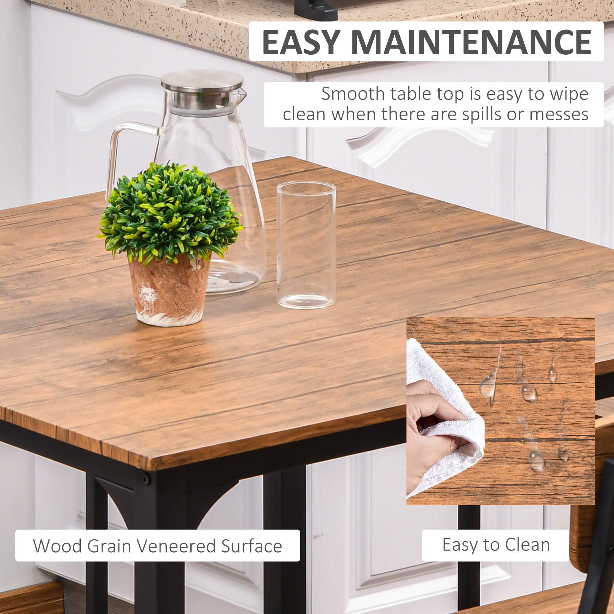 5-Piece Counter Height Dining Table Set with Footrest