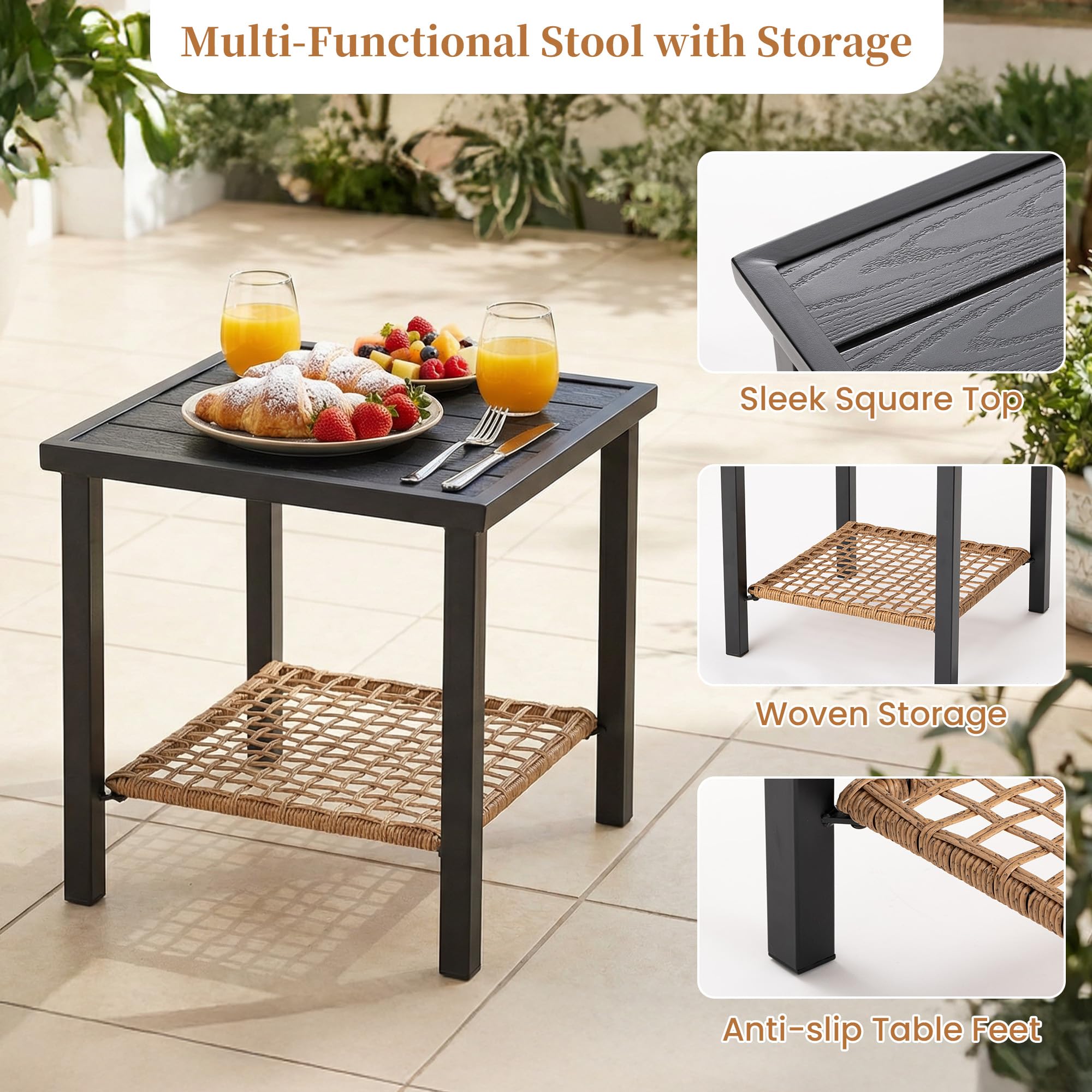 3-Piece Rattan Rocking Bistro Set