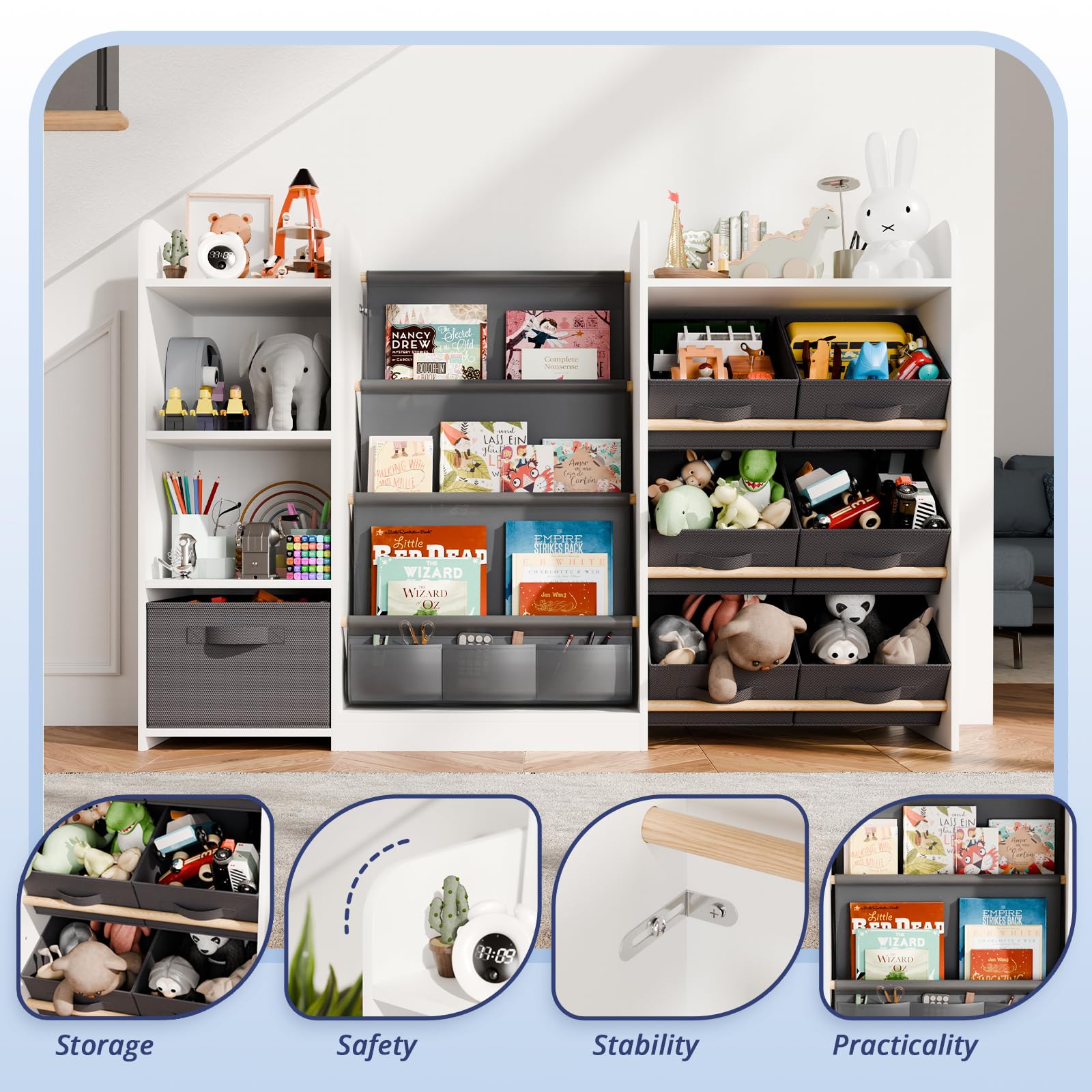 Kids Toy Book Storage Organizer with 7 Bins