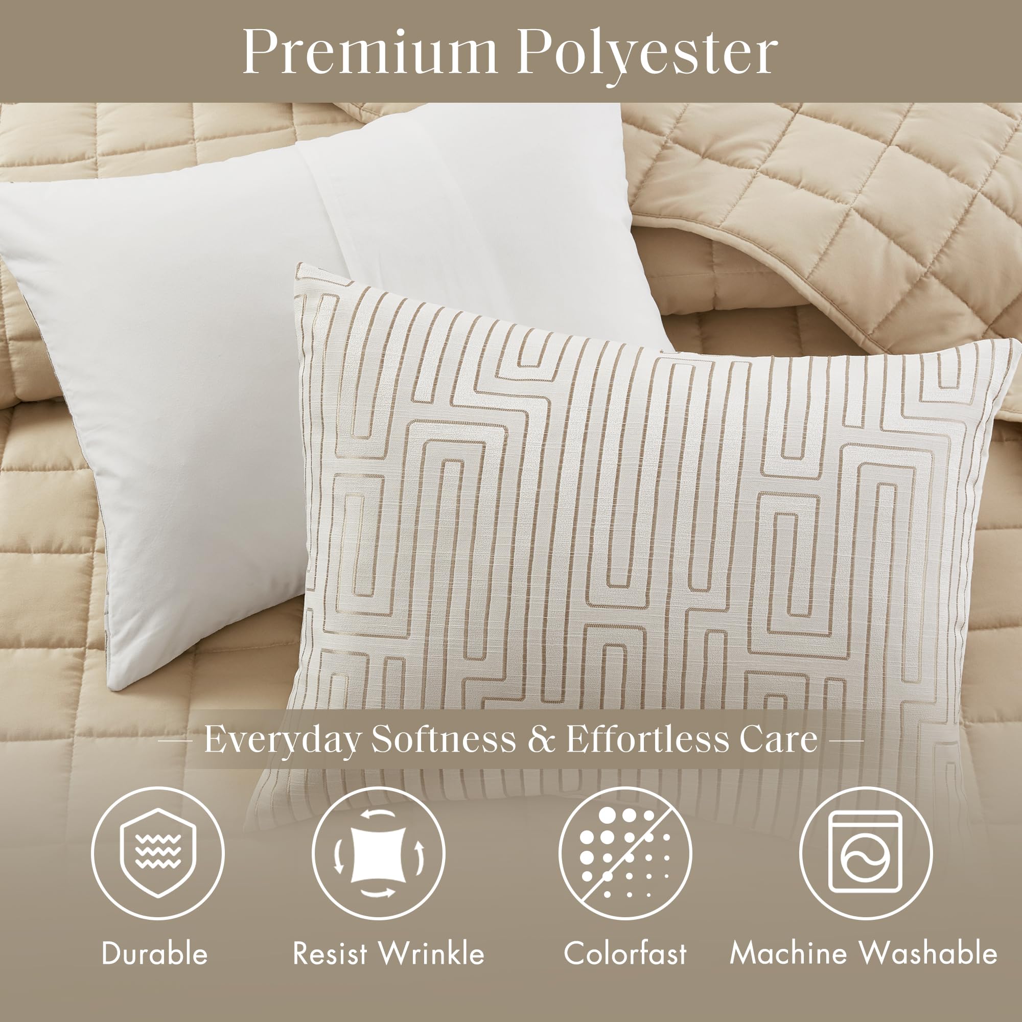 Jacquard Metallic Thread Comforter Set Queen Ivory 5 Piece