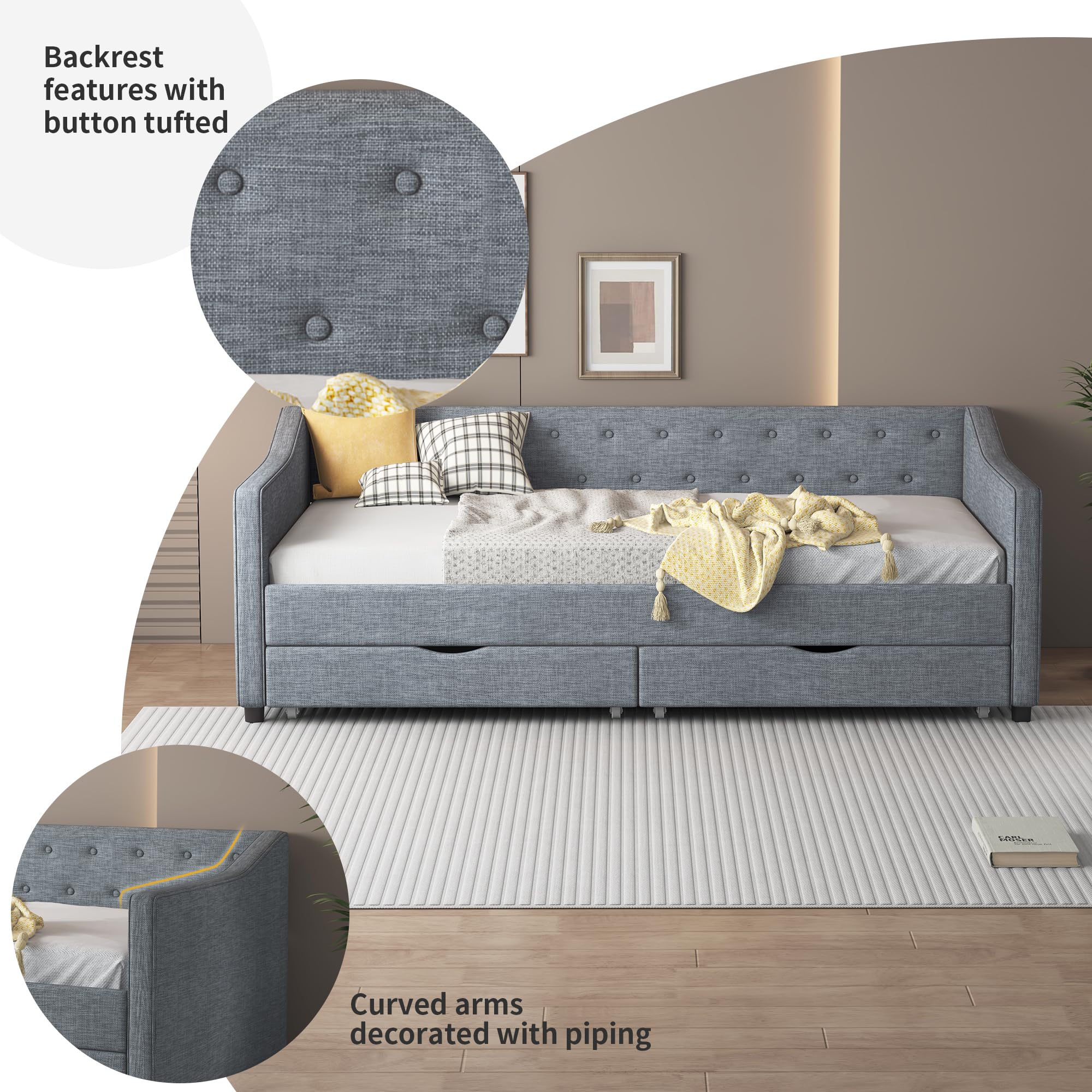 Twin Size Daybed with Storage Drawers