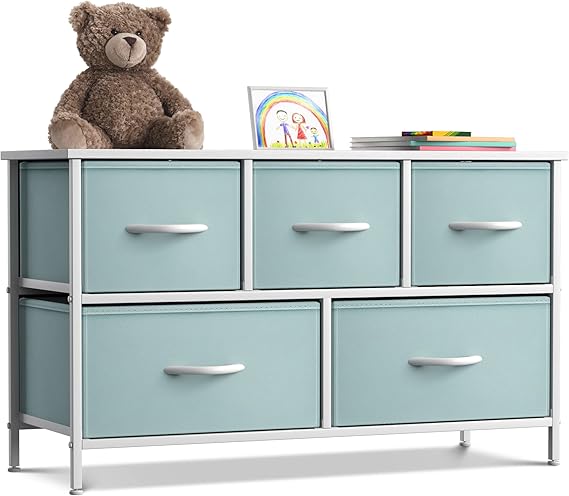 5-Drawer Storage Dresser with Fabric Bins