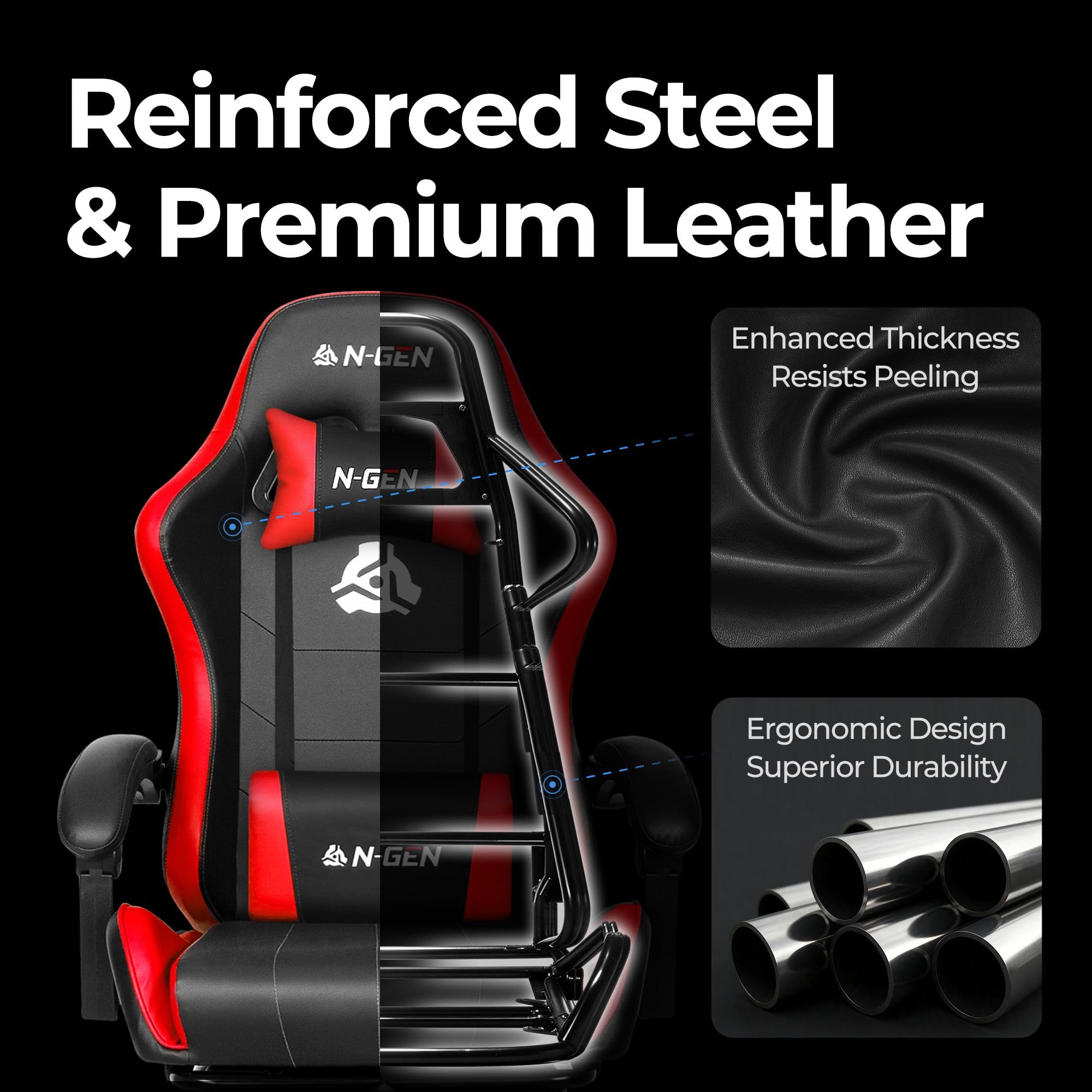 High Back Ergonomic Gaming Chair with Footrest