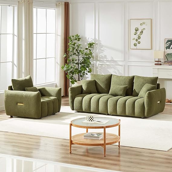 3-Piece Teddy Sofa Set - 2 Chairs & Oversized 3-Seater Couch