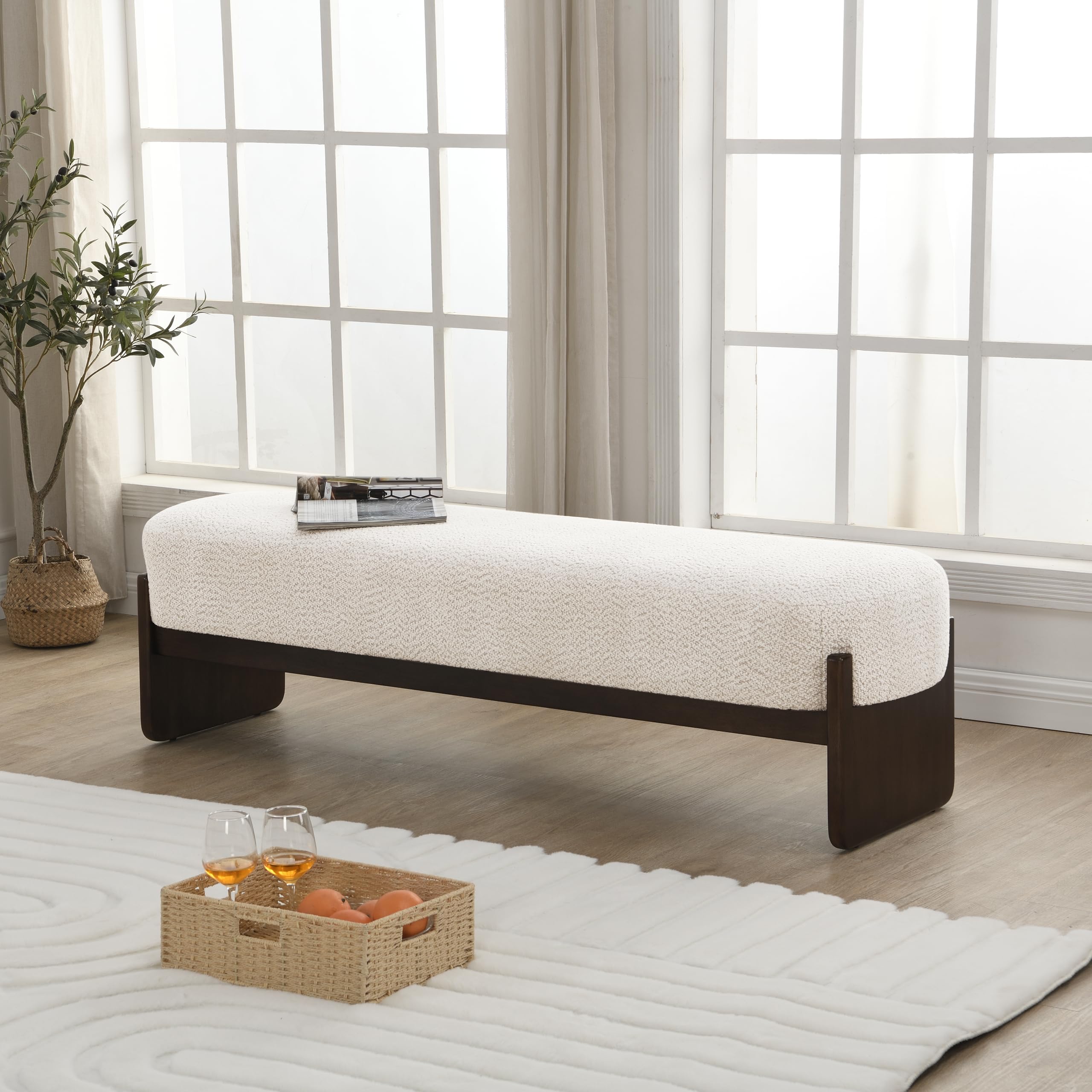 Rectangular Loop Yarn Ottoman Bench