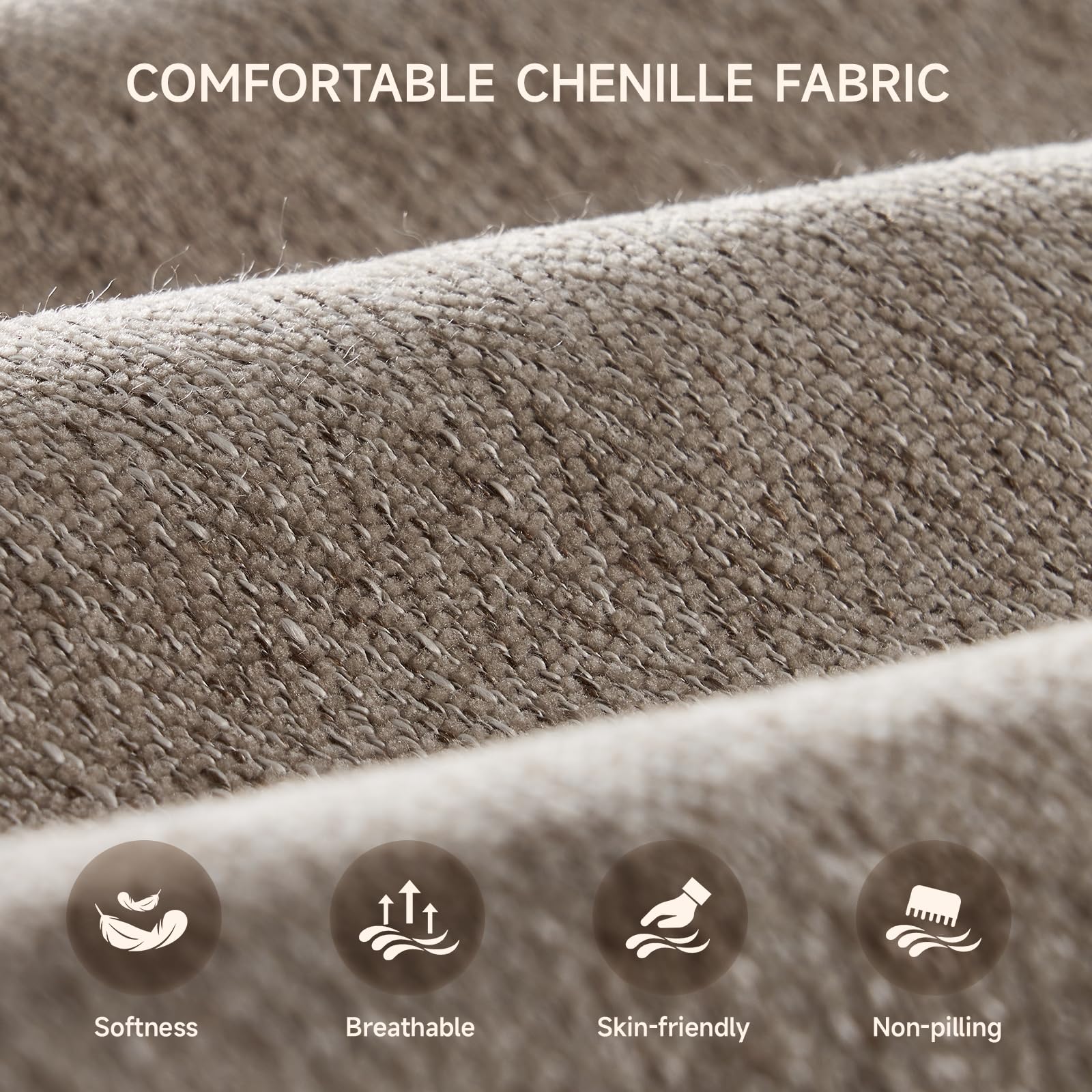 ONBRILL Accent Chair for Living Room, Slipcovered Chair with 3 Throw Pillows, Comfy Reading Chair, Deep Seat Armchair w/Sloped Arms, Modern Single Couch Sofa for Apartment, Wheat