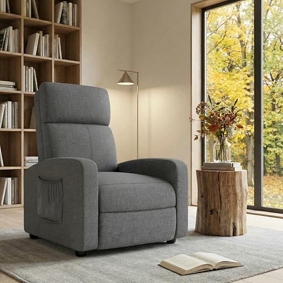 3-Position Adjustable Recliner Chair with Side Pocket