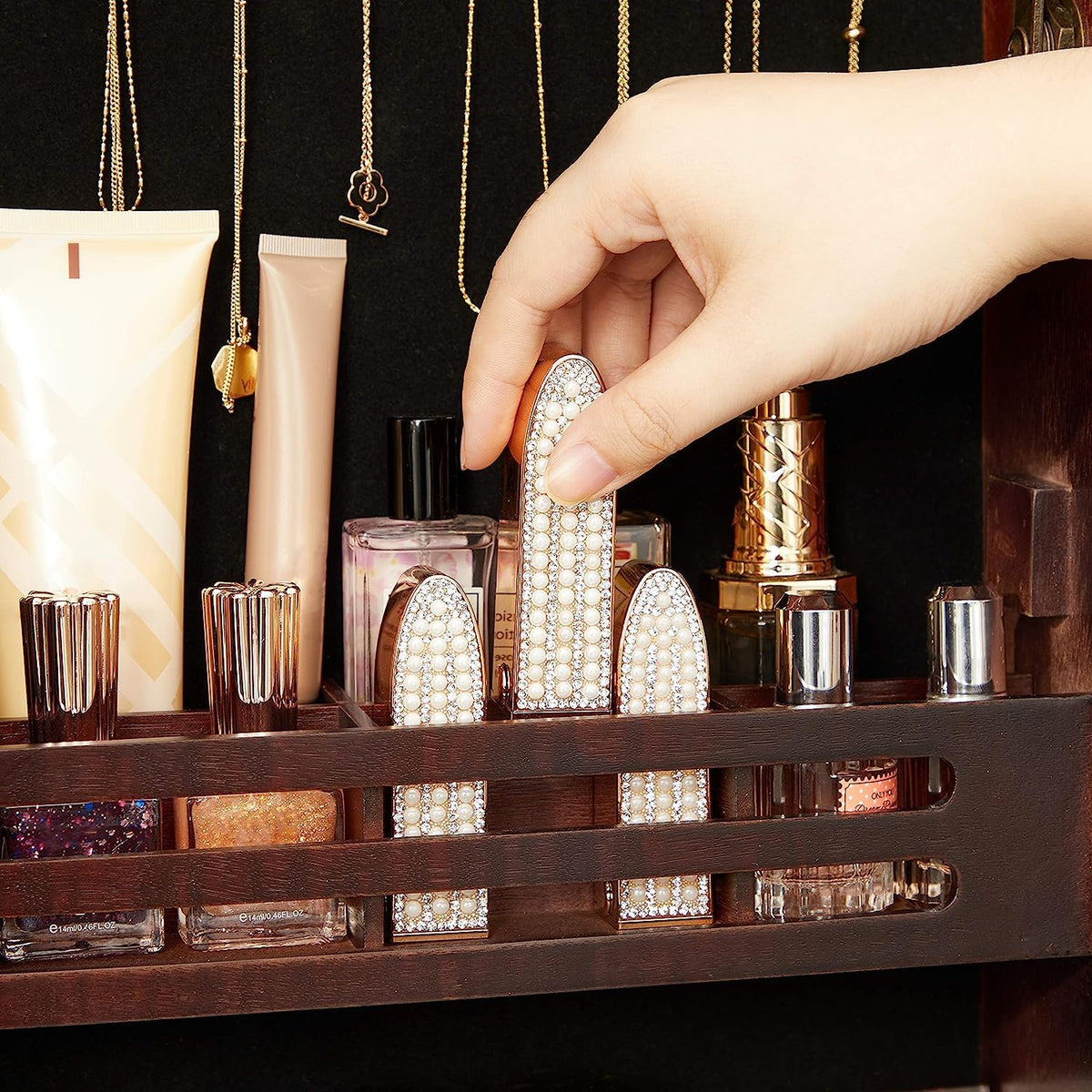 Aria Standing Jewelry Armoire with LED Mirror