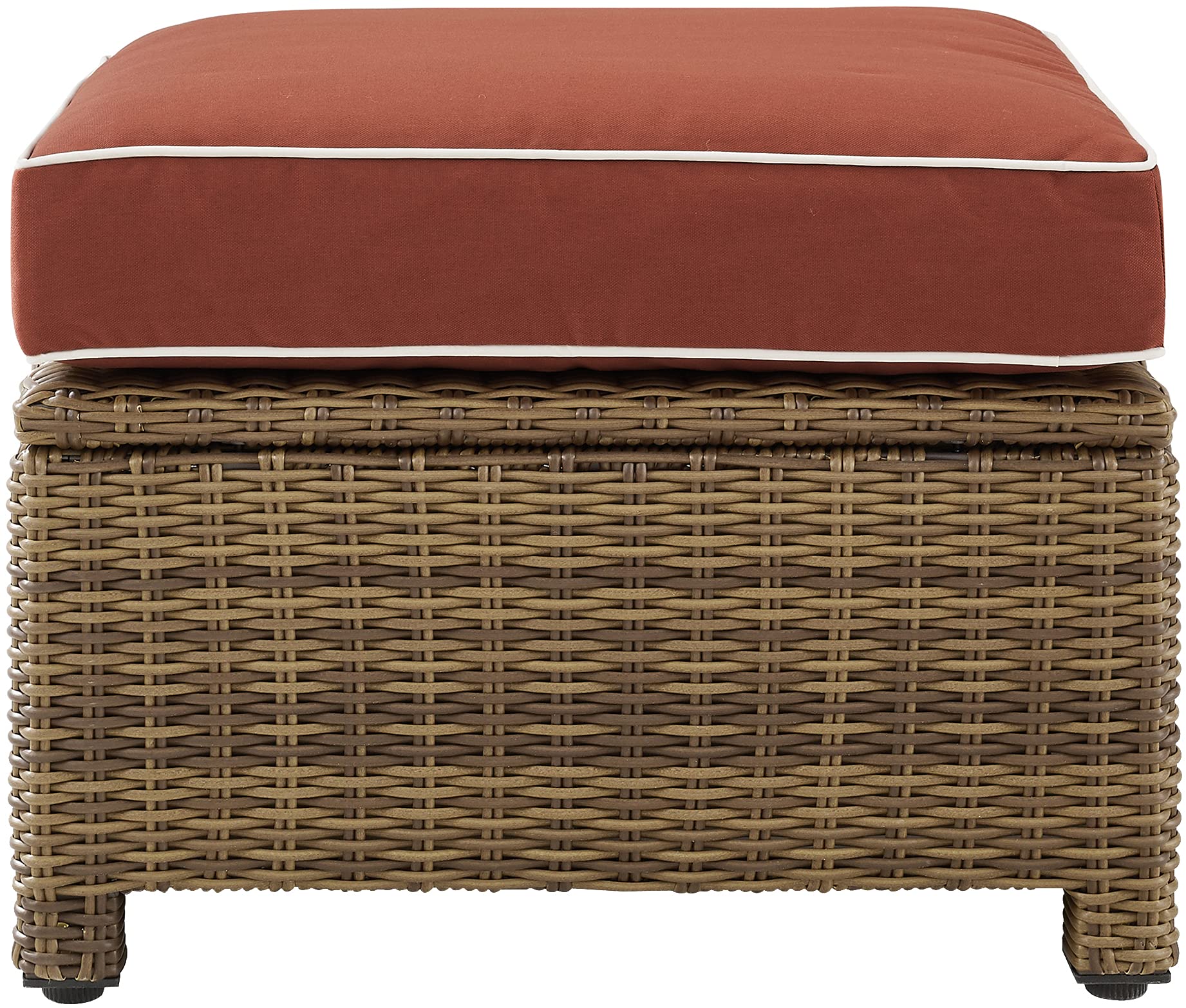 Bradenton Wicker Outdoor Ottoman with Sangria Cushions