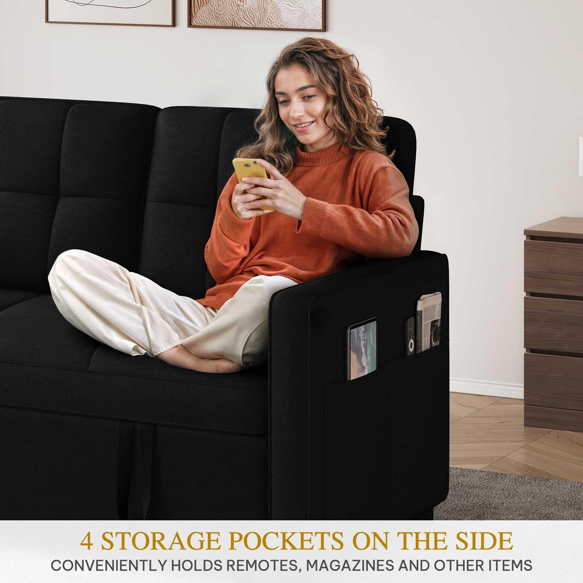 55" Convertible Sofa Bed with Pull-Out Bed