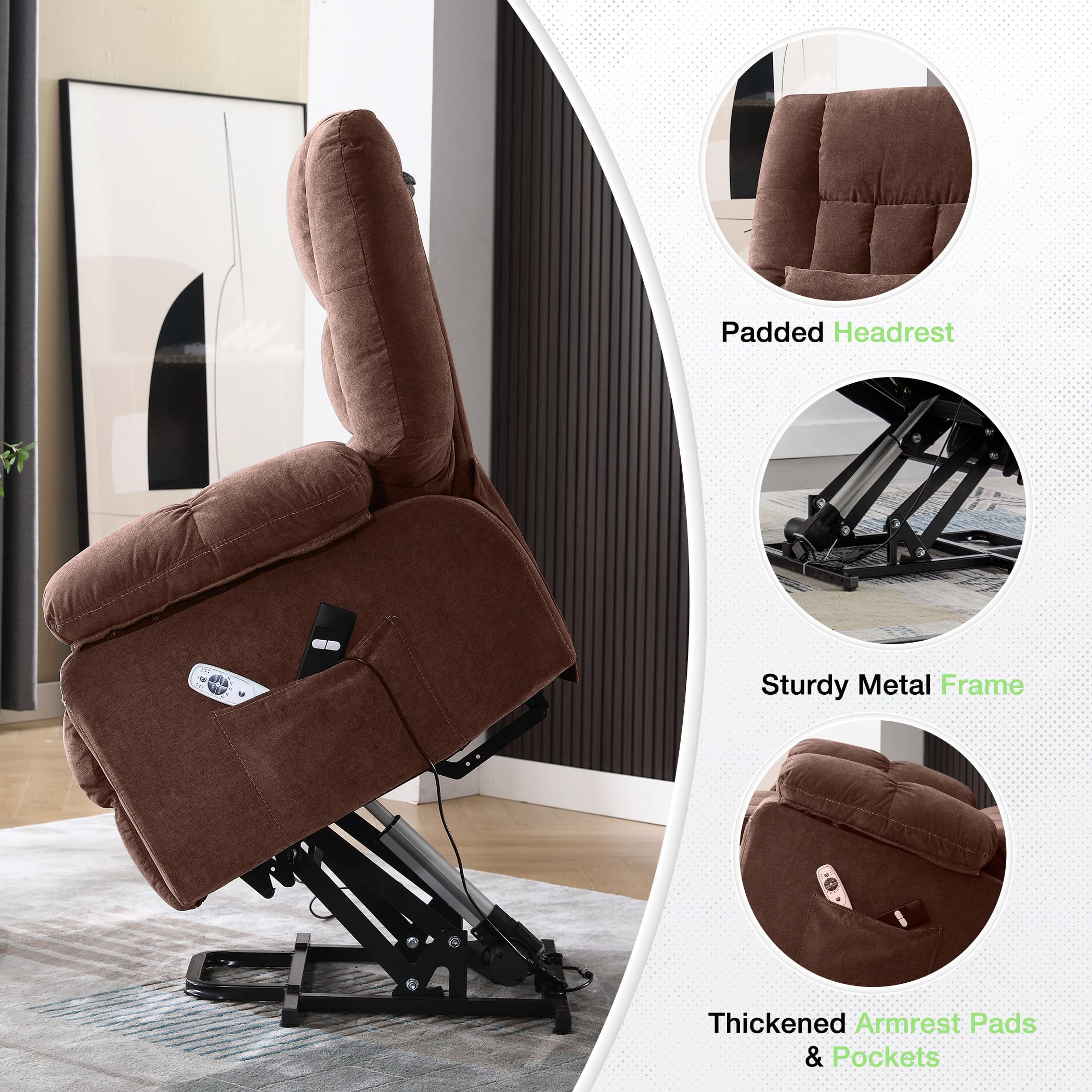 Power Lift Recliner Chair with Massage and Heat
