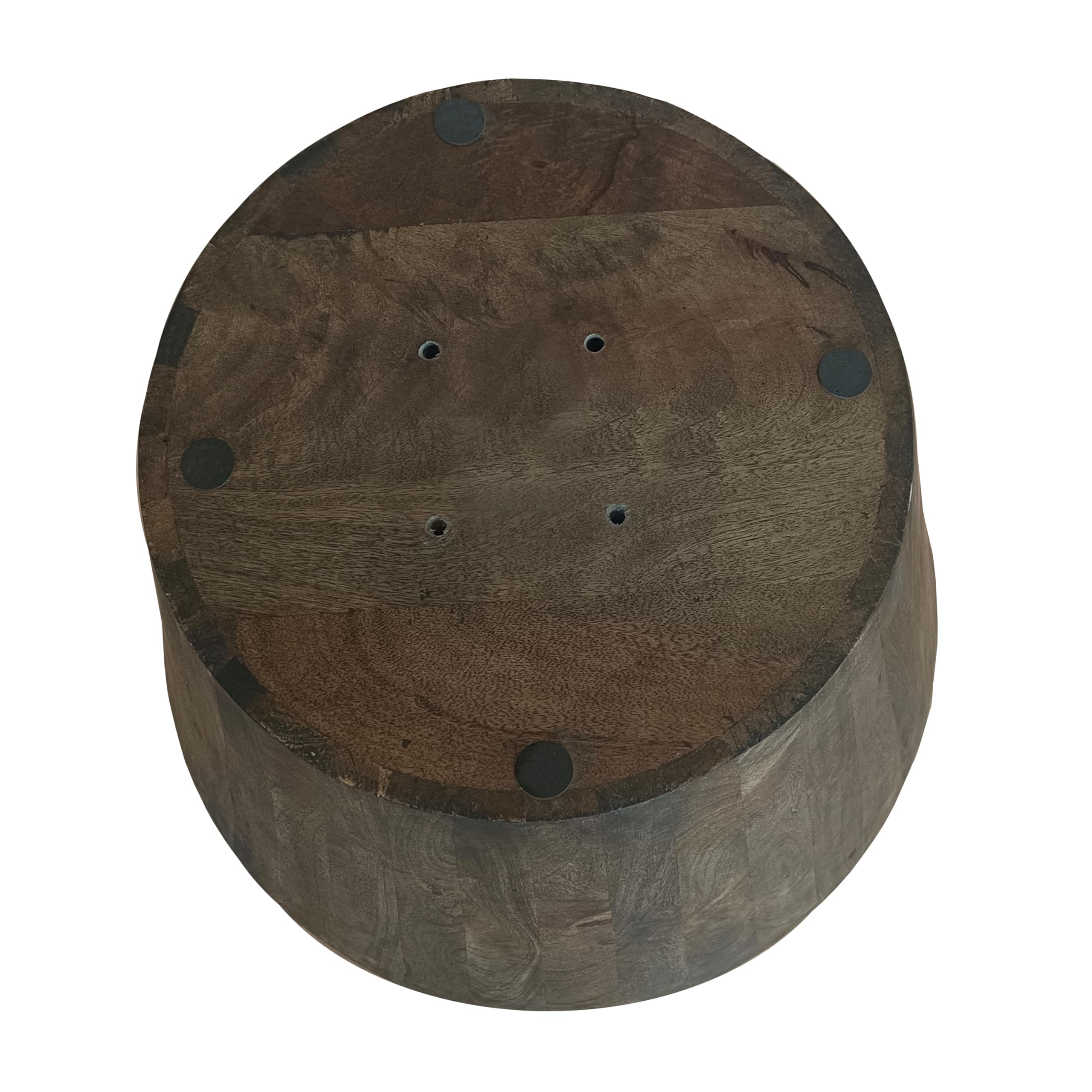 Round Drum Side Table Distressed Gray Mango Wood