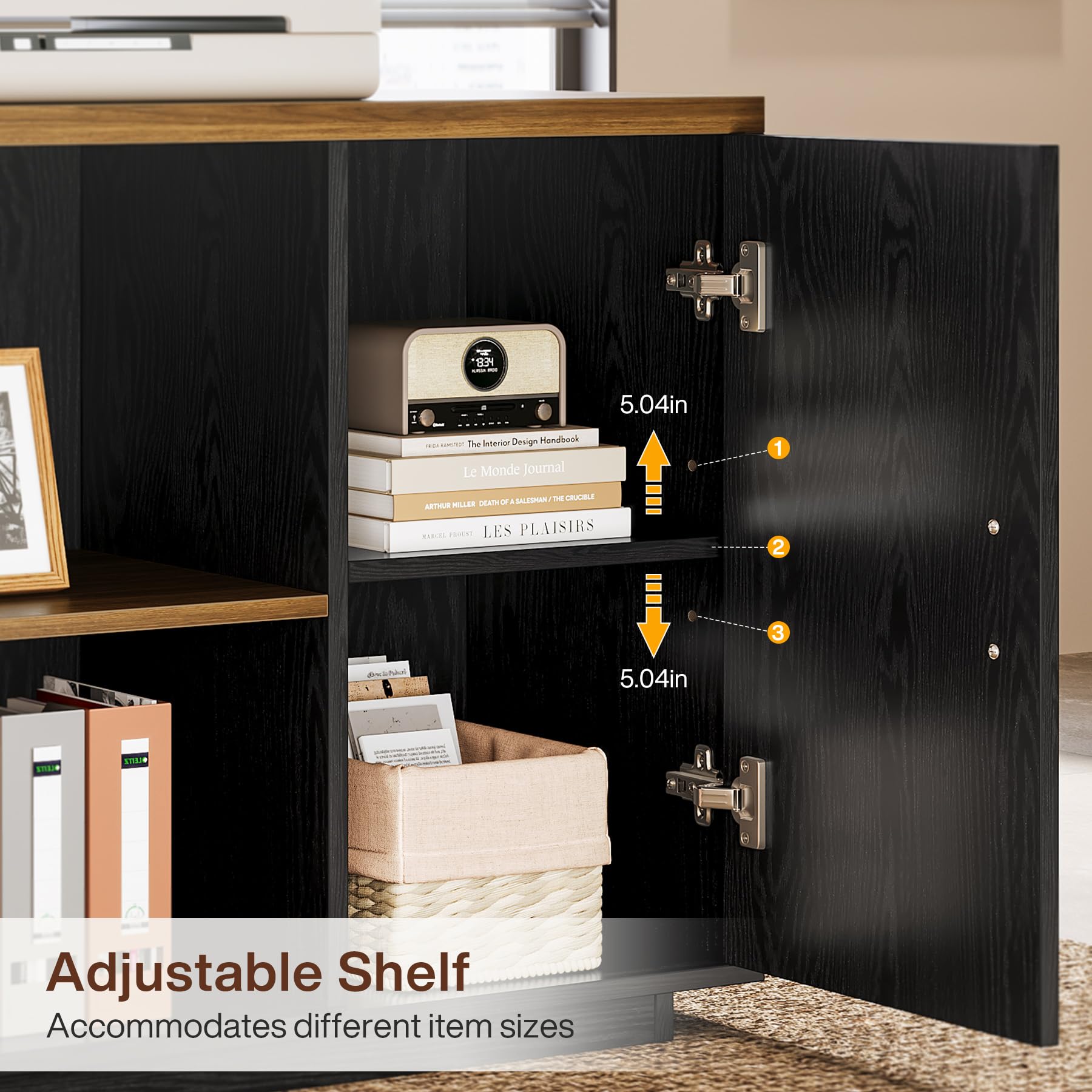 85.8-Inch L-Shaped Executive Desk with File Drawers and Storage Cabinet