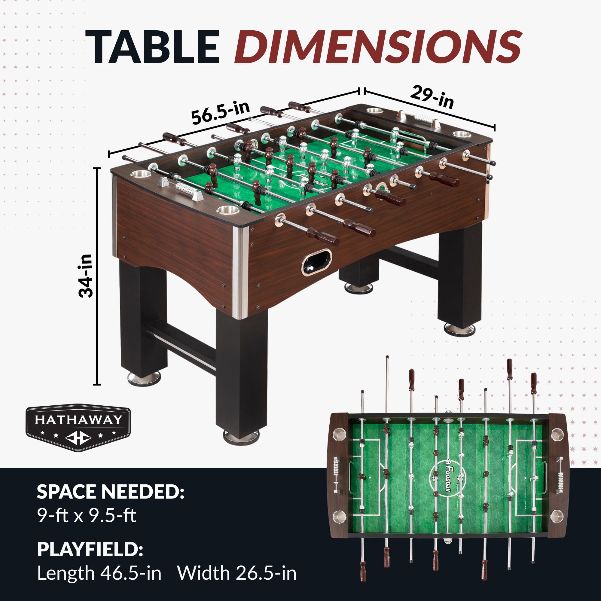 56-Inch Foosball Table with Counterbalanced Players