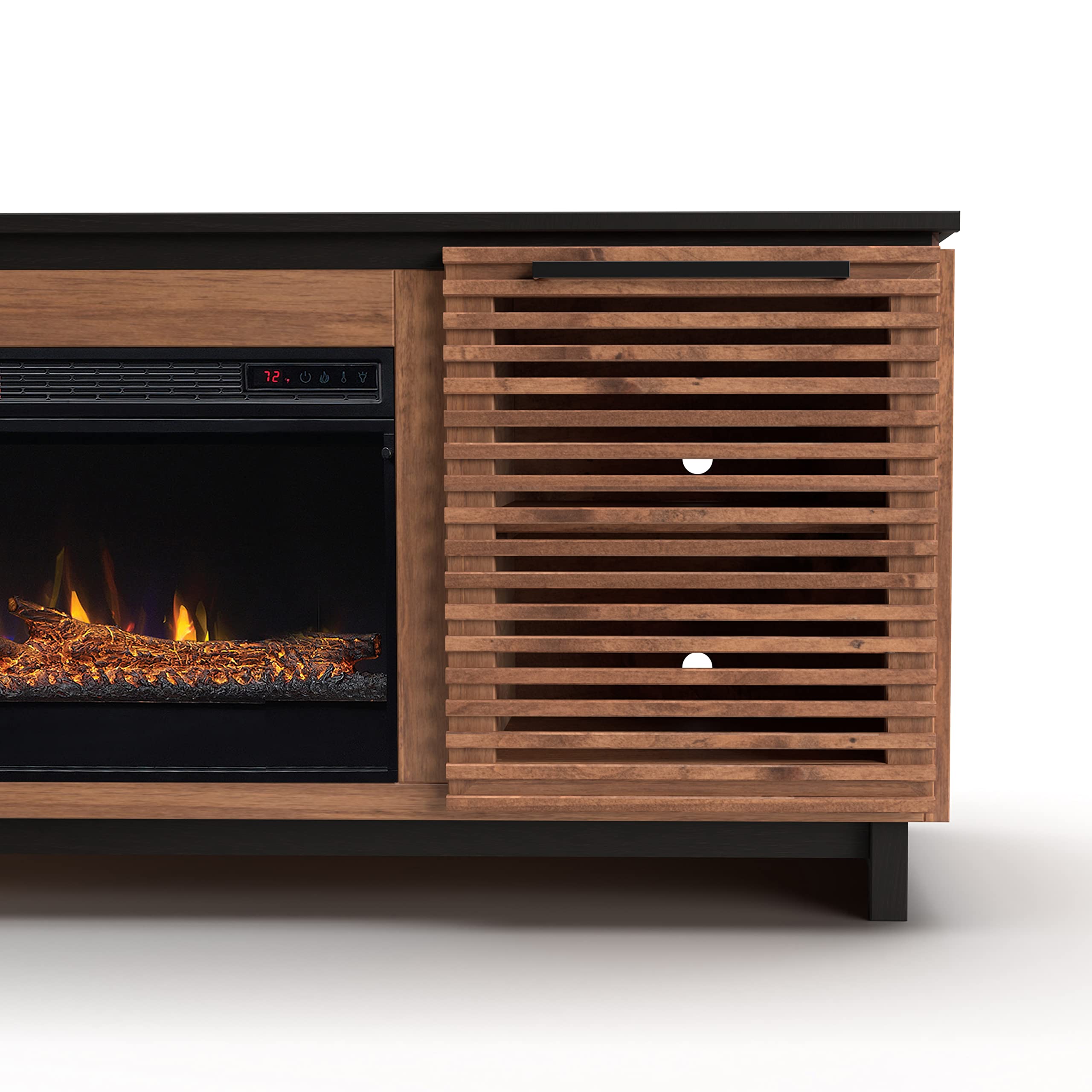 86" Electric Fireplace TV Stand with Solid Wood Construction