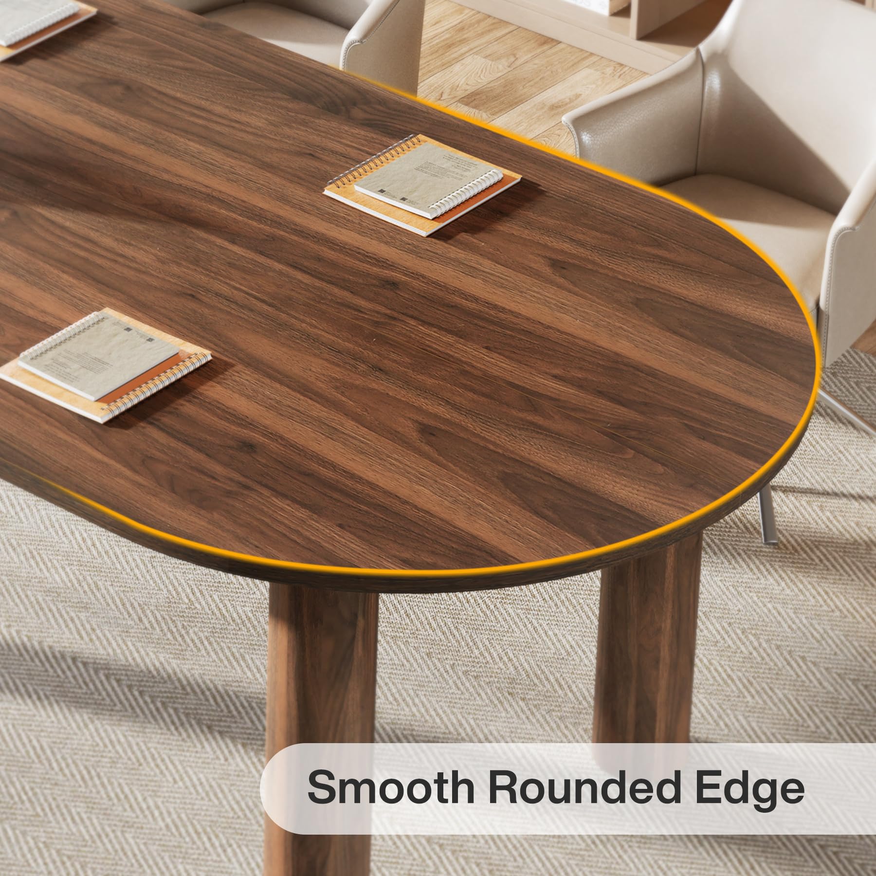 Oval Conference Table 63 Inch Walnut
