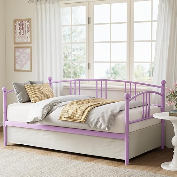 Twin Daybed with Trundle and Steel Slat Support
