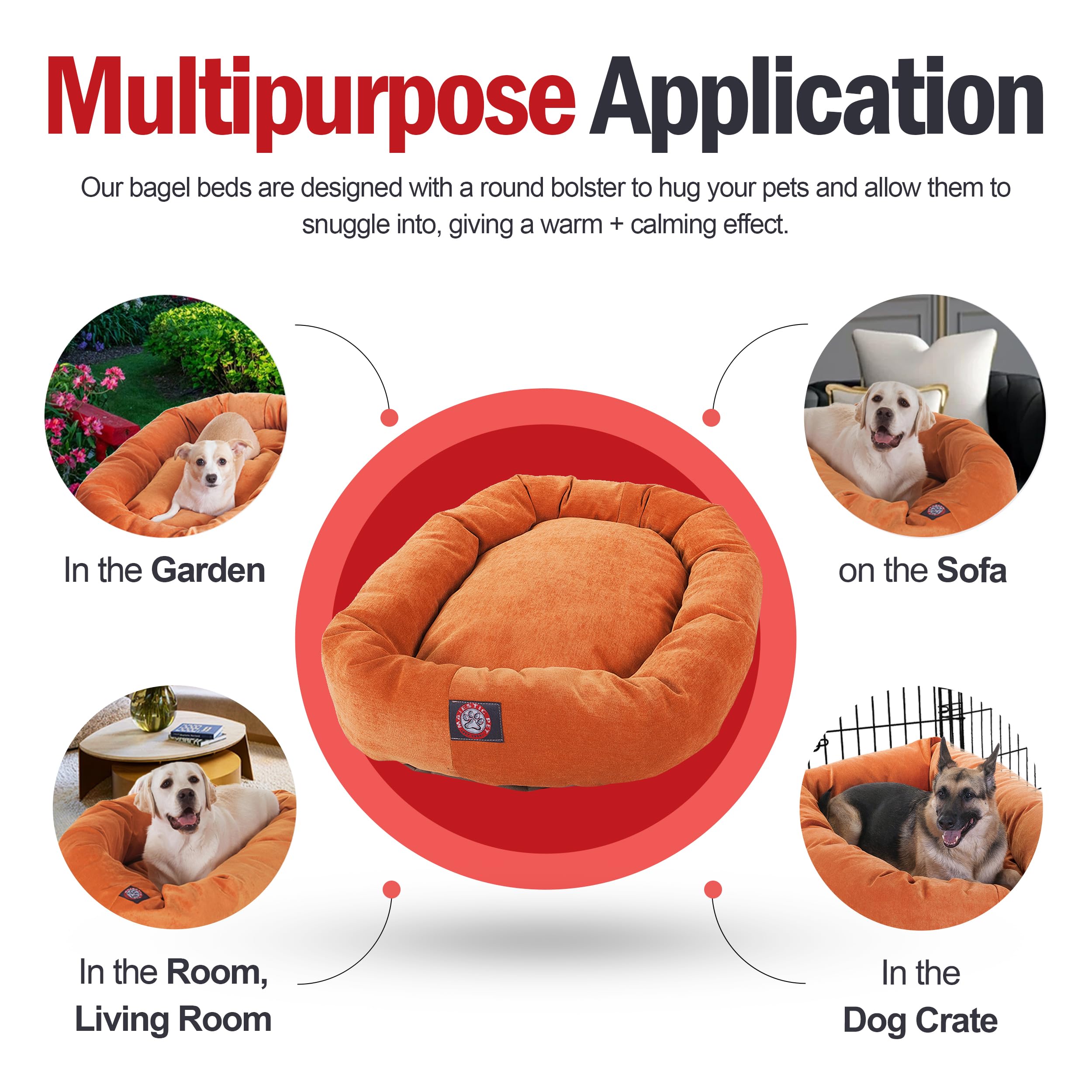 Micro Velvet Calming Dog Bed X-Large Orange