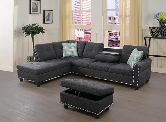Sectional Sofa with Chaise Lounge and Ottoman