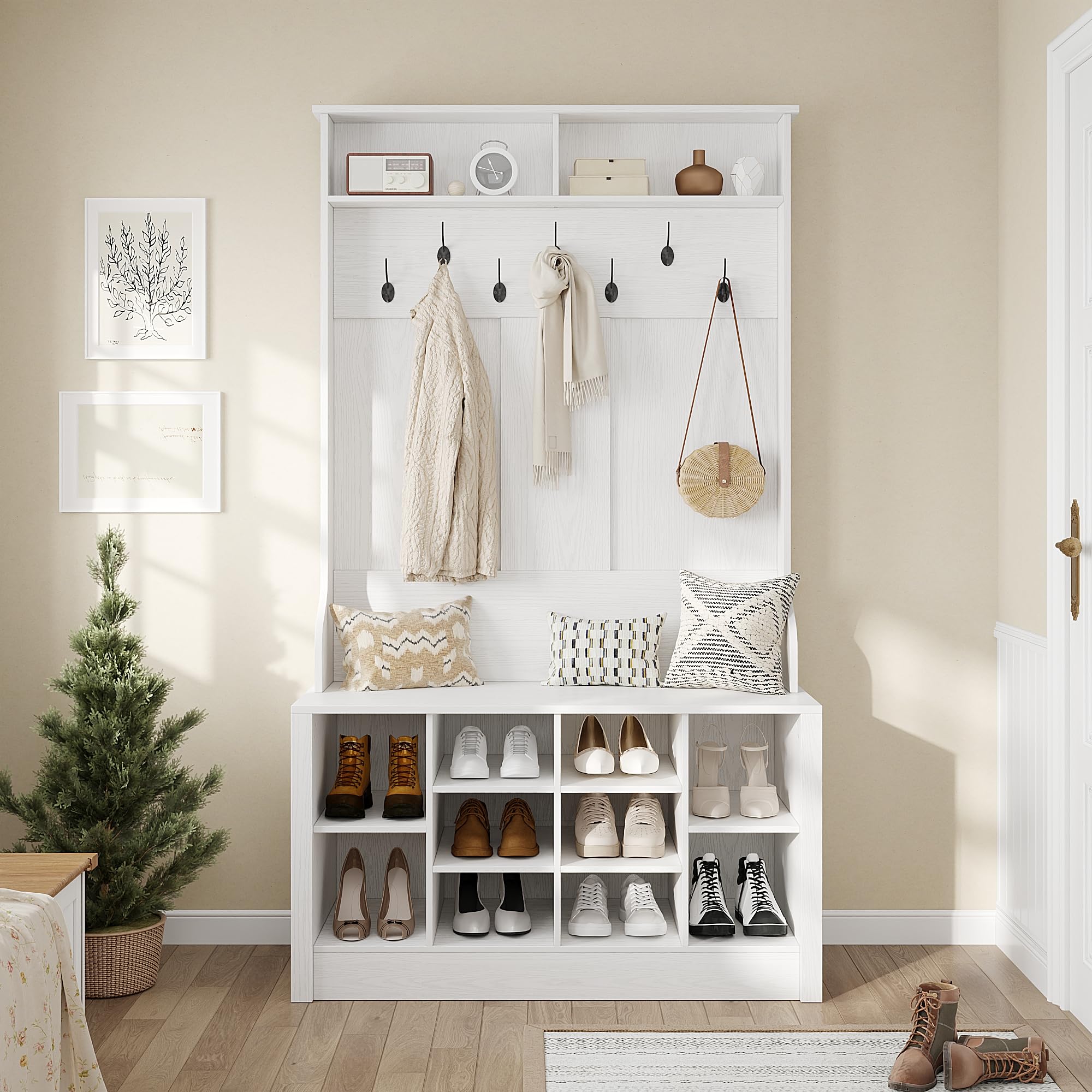 Hall Tree with Bench and Shoe Storage