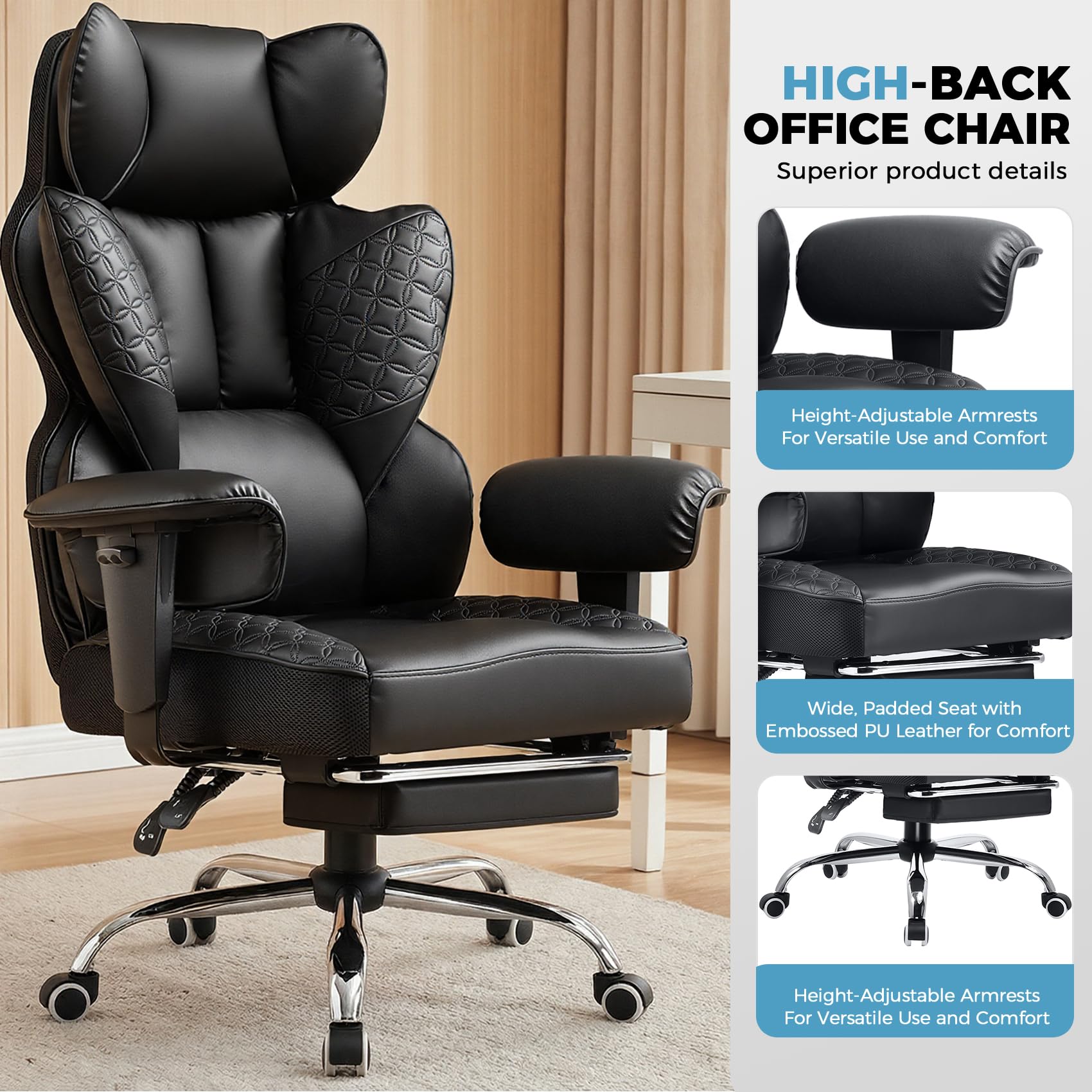 Ergonomic Gaming Office Chair with Footrest