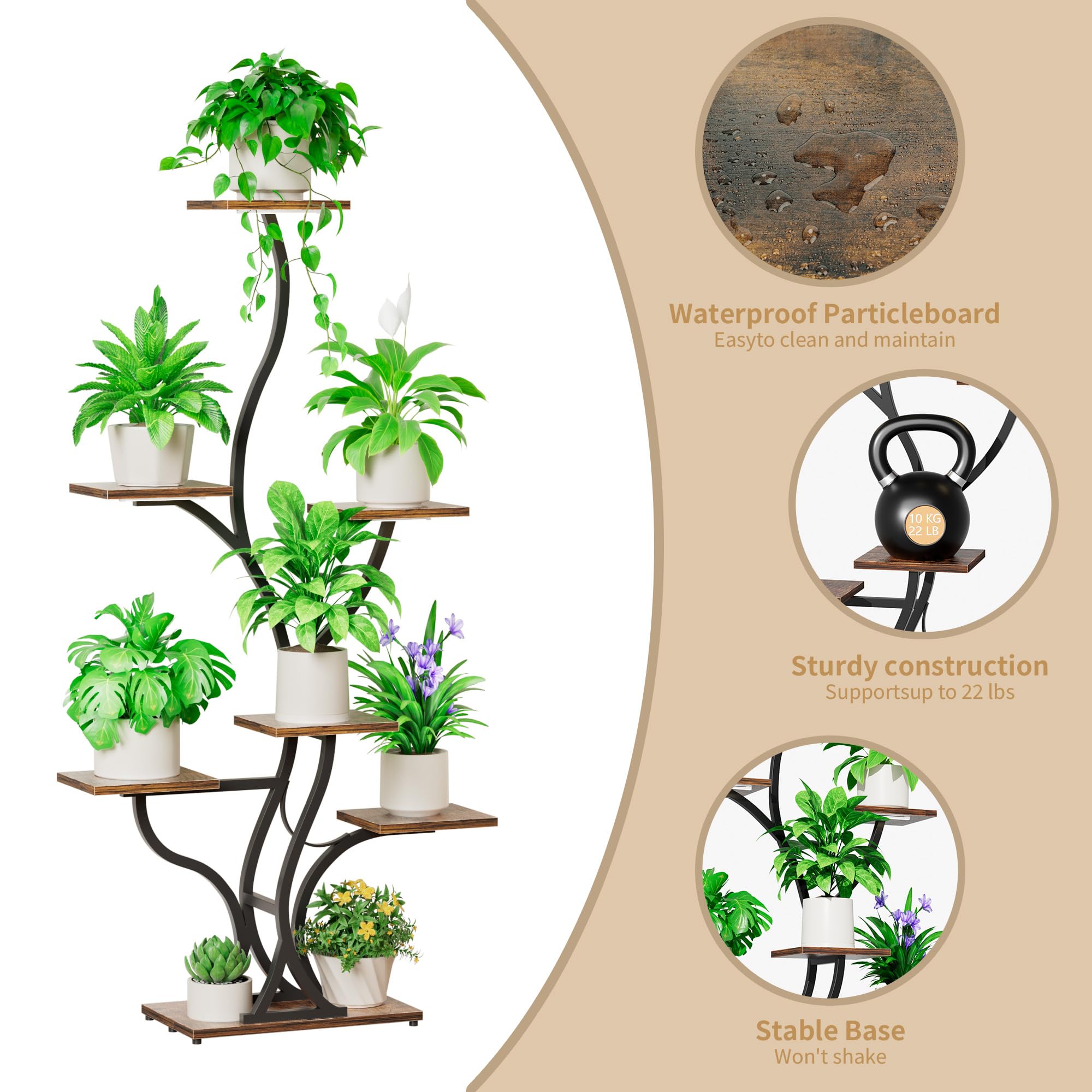 7-Tier Plant Stand with Grow Lights - 59 Inch Tall Corner Display Rack