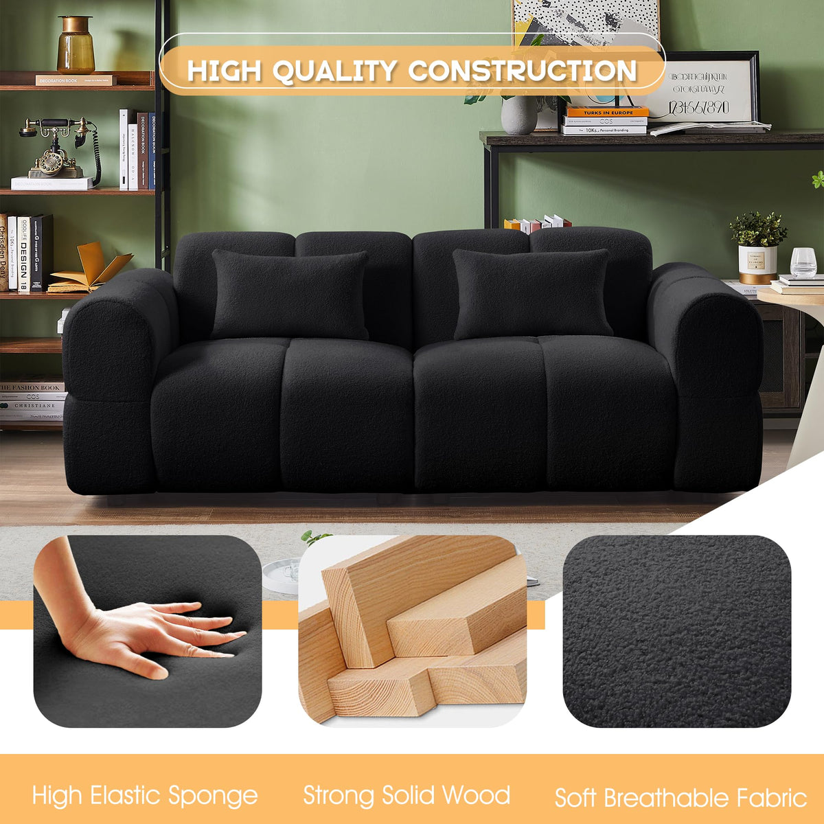 80" Modern Boucle Cloud Sofa - 3 Seater Deep Seat Couch