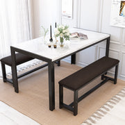 Dining Table Set with 2 Upholstered Benches