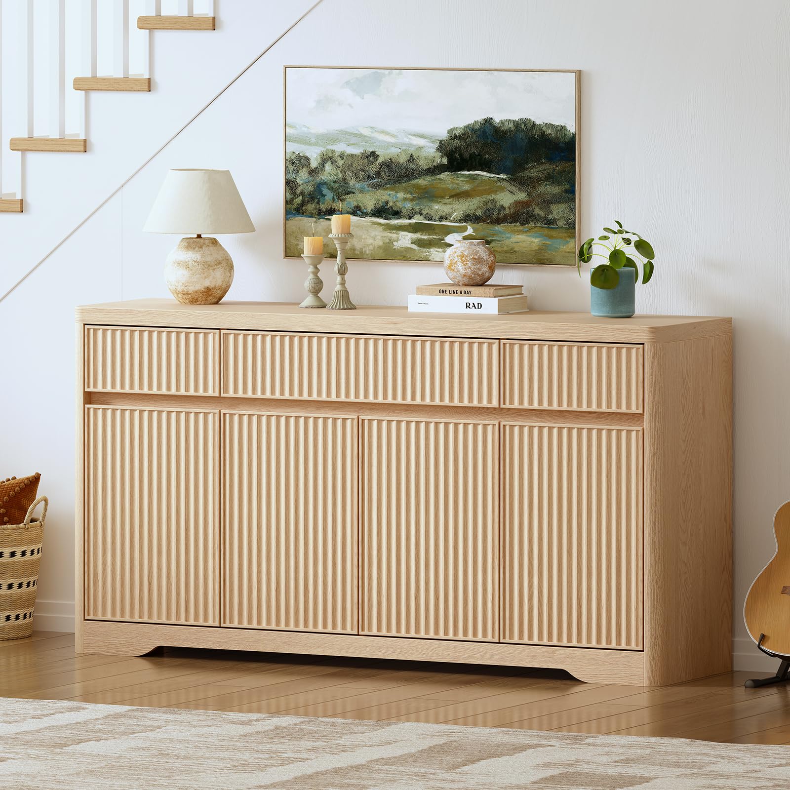 Fluted Buffet Cabinet with Storage