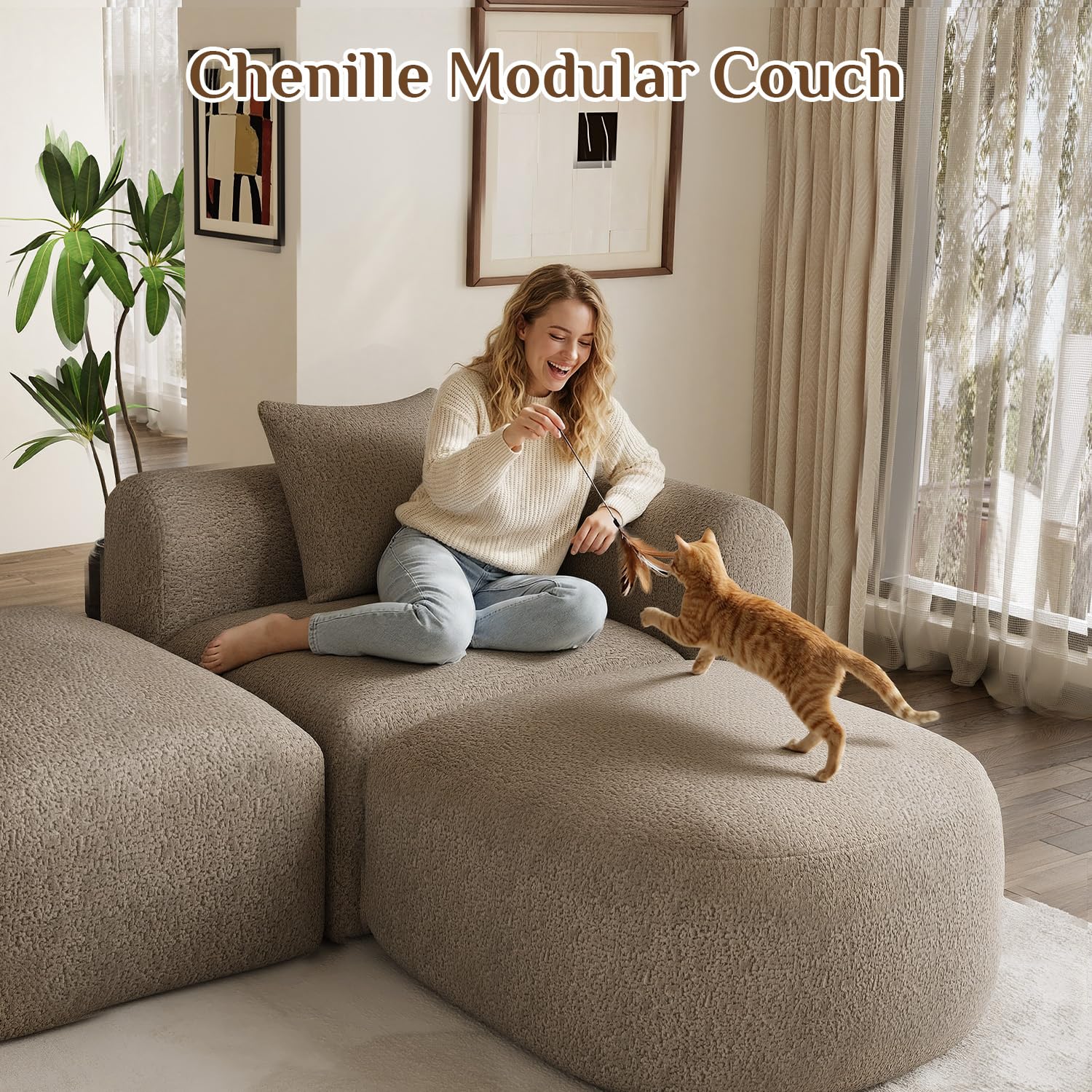Modular Cloud Sectional Sofa with Ottoman
