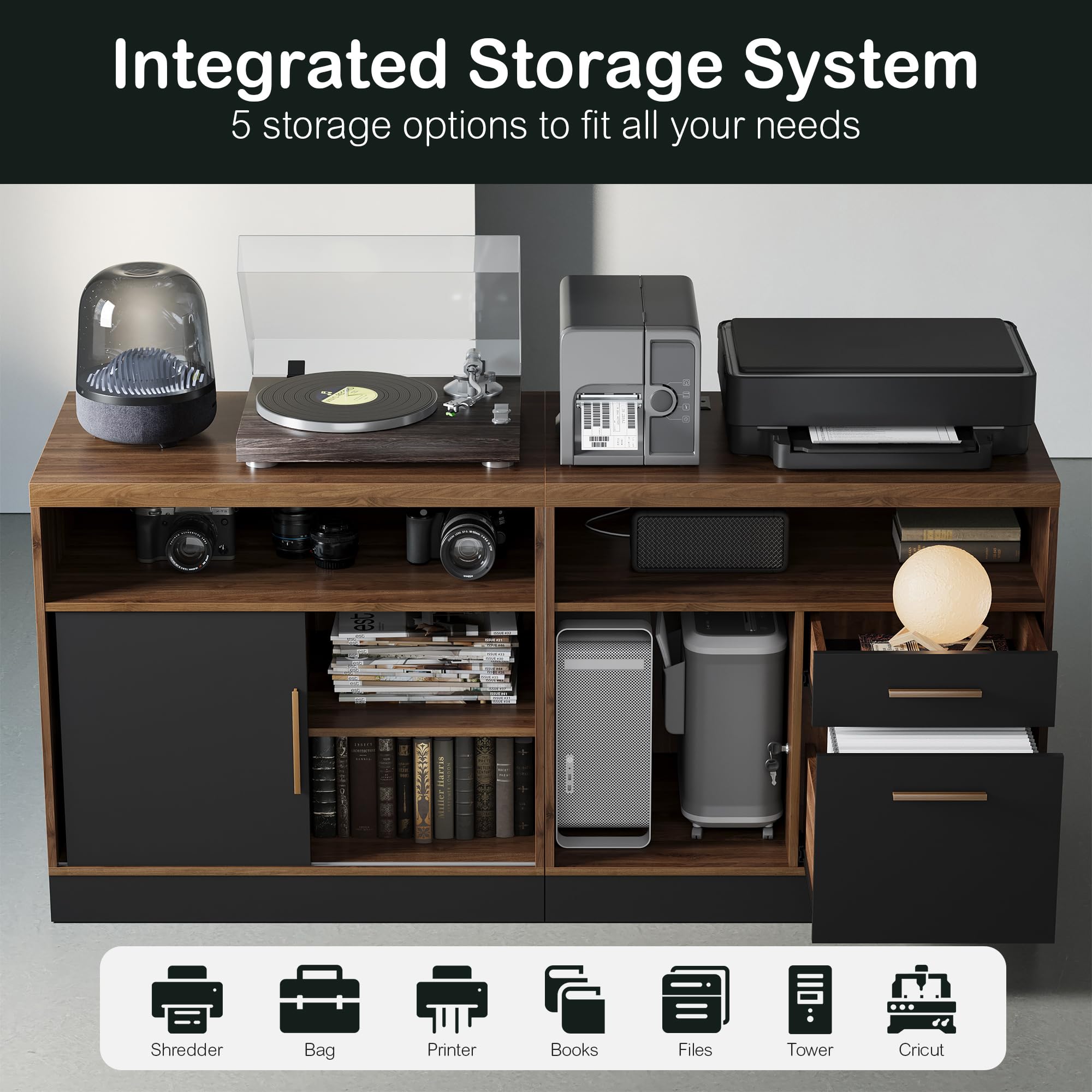 67" L-Shaped Electric Standing Desk with Storage
