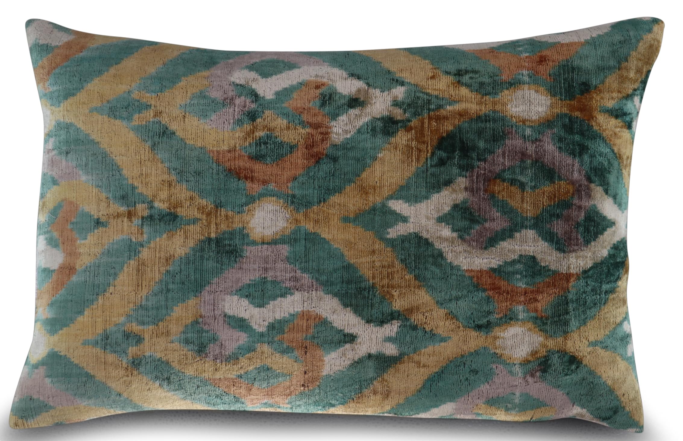 Handmade Velvet Ikat Throw Pillow 16x24