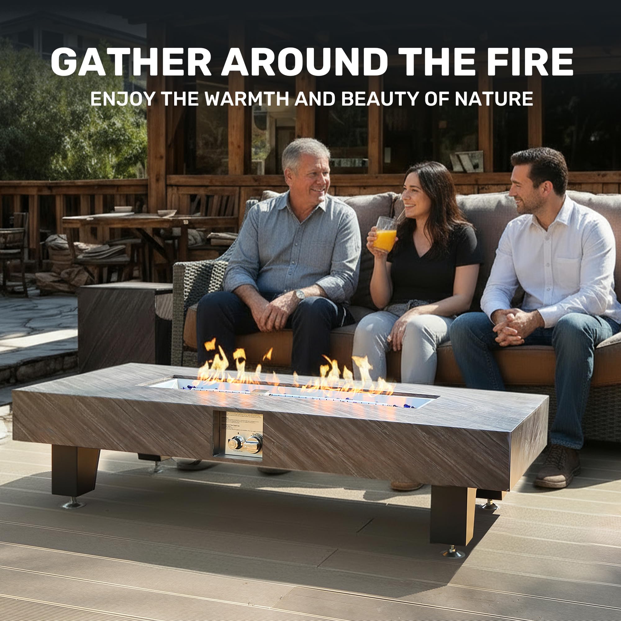54" Rectangular Propane Fire Pit Table